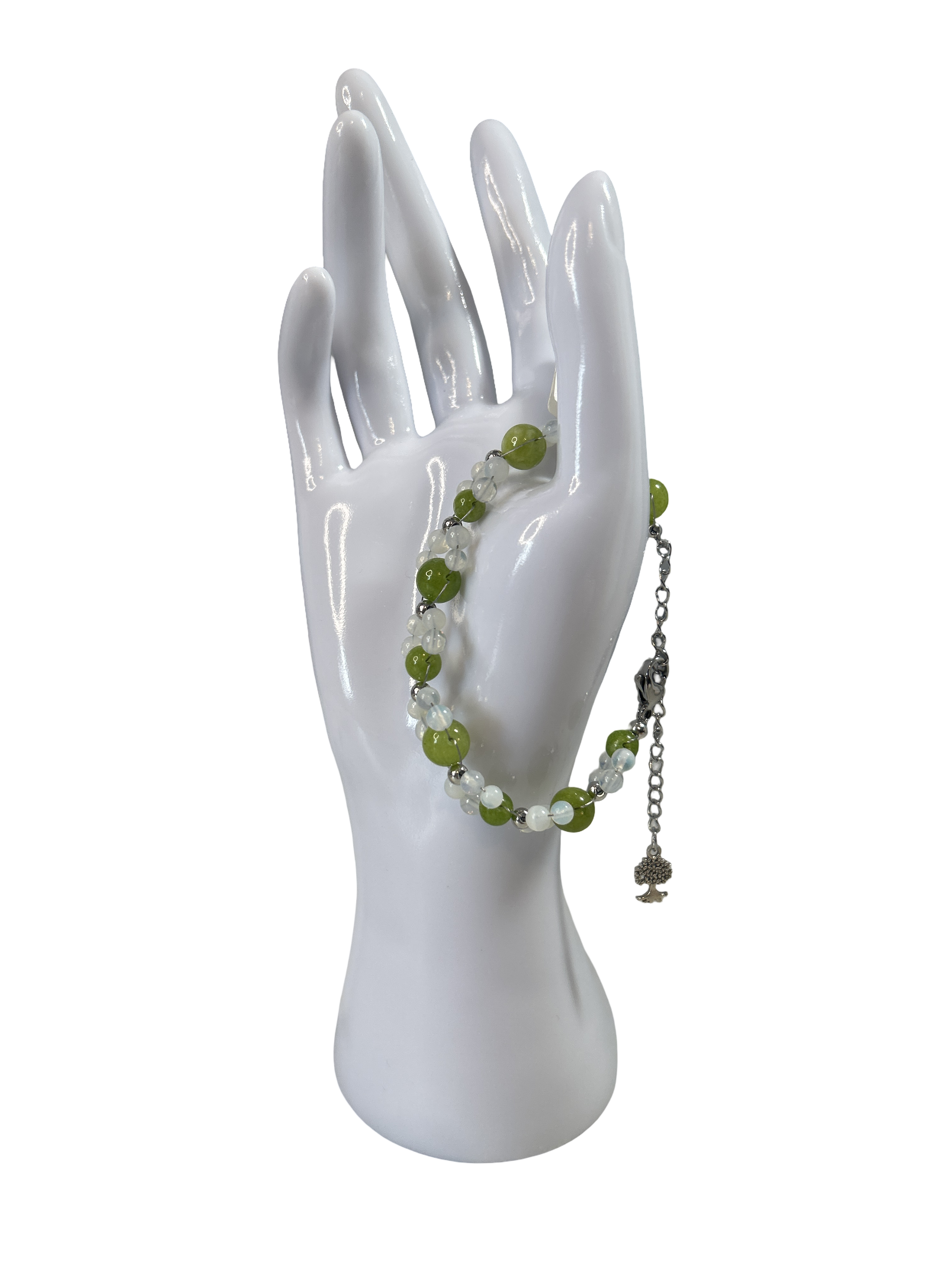 Bracelet tressé péridot et opaline