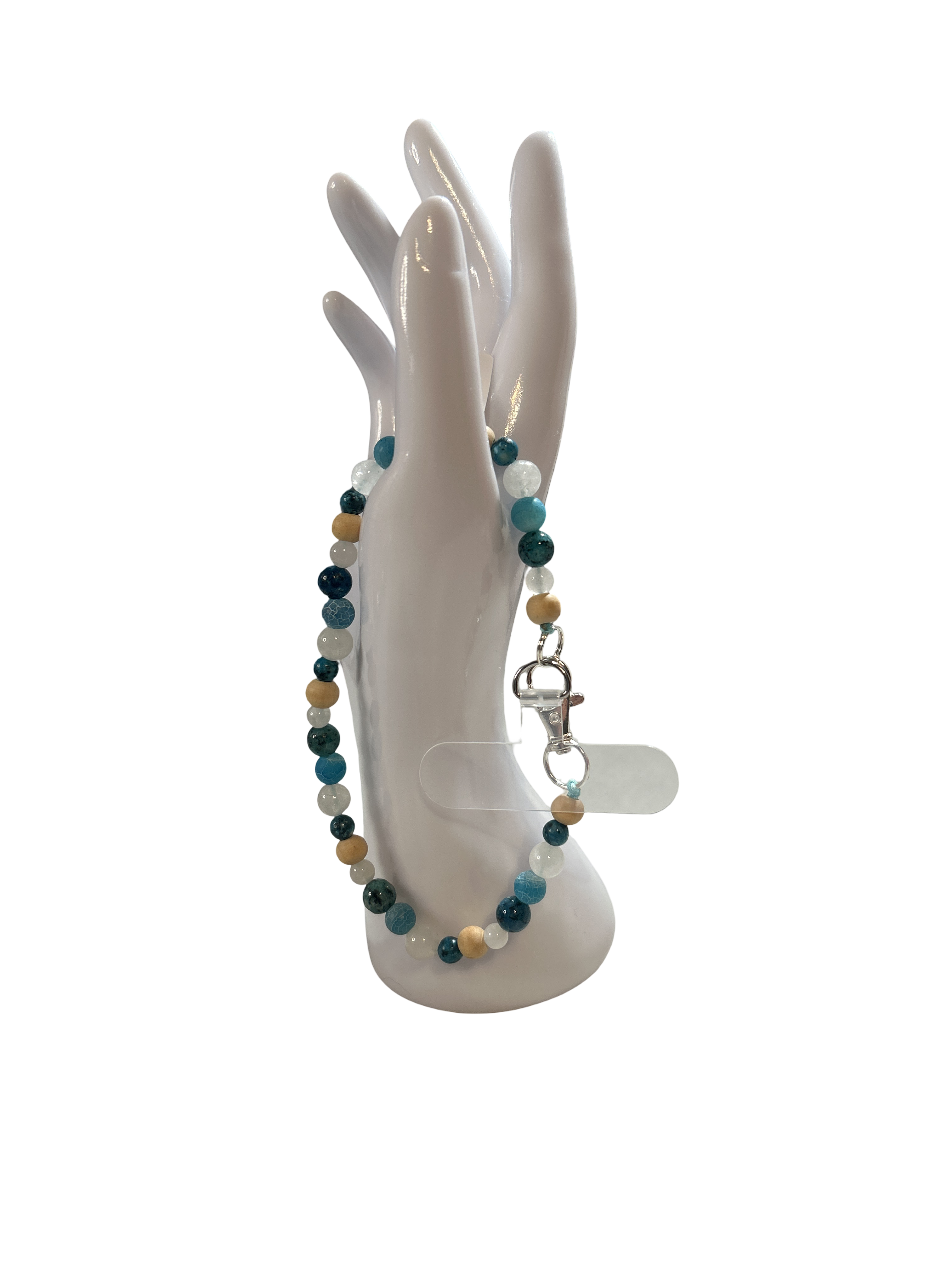 Attache cellulaire quartz blanc et jaspe Kambaba