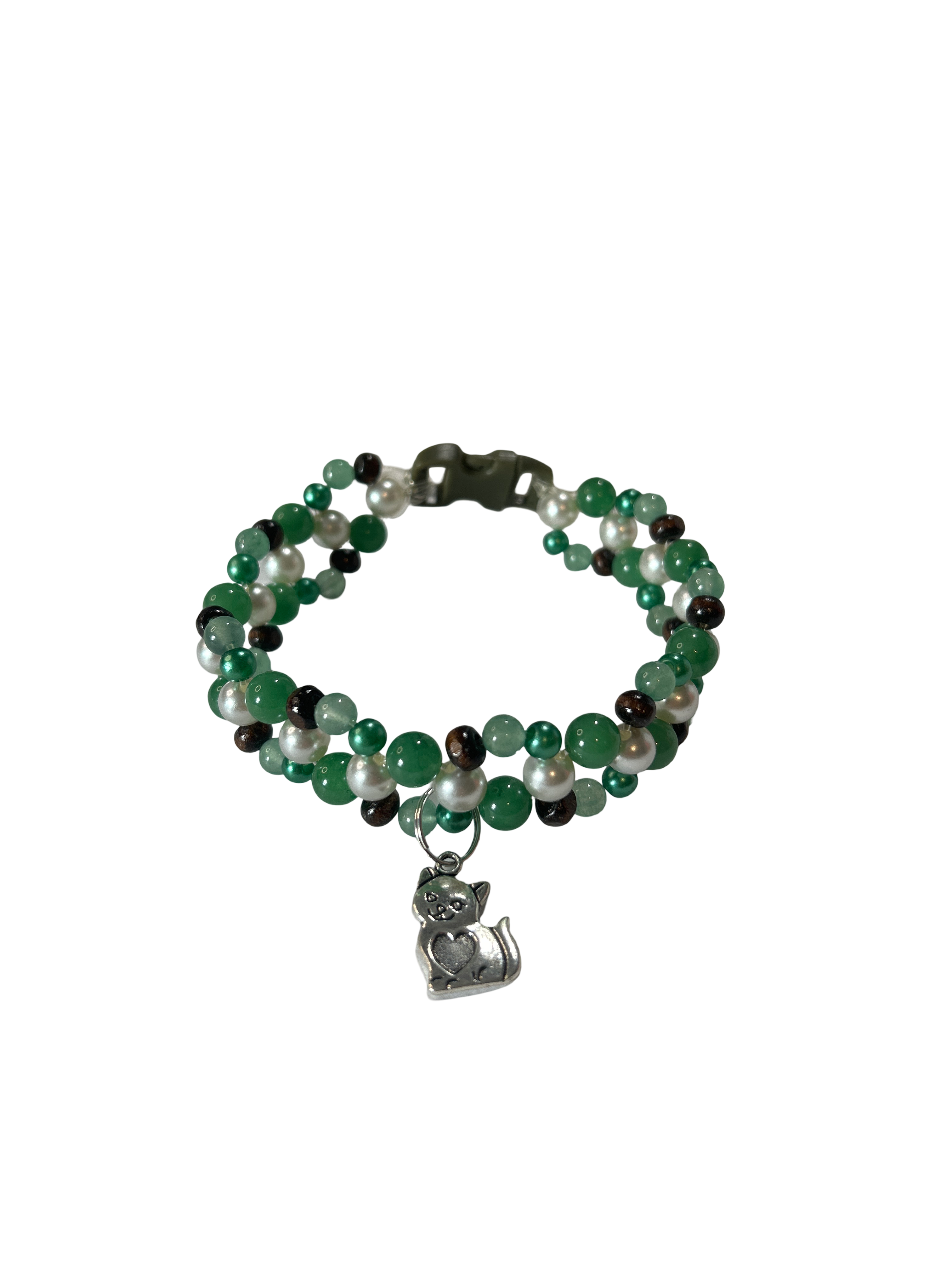 Collier chat tressé 10 pouces aventurine verte