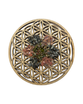 Fleur de vie 4 pouces unakite, quartz cerise et yooperlite