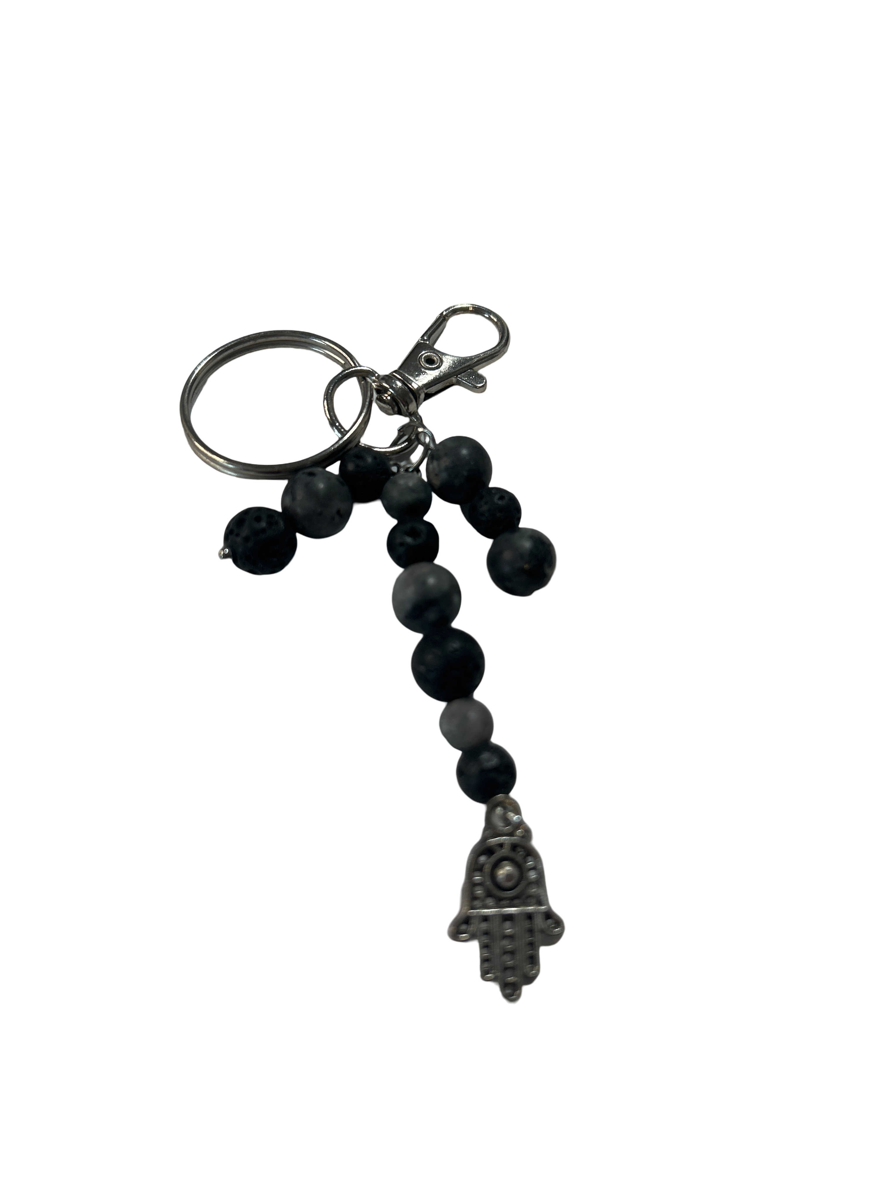 Porte clé pierre de lave et Larvikite