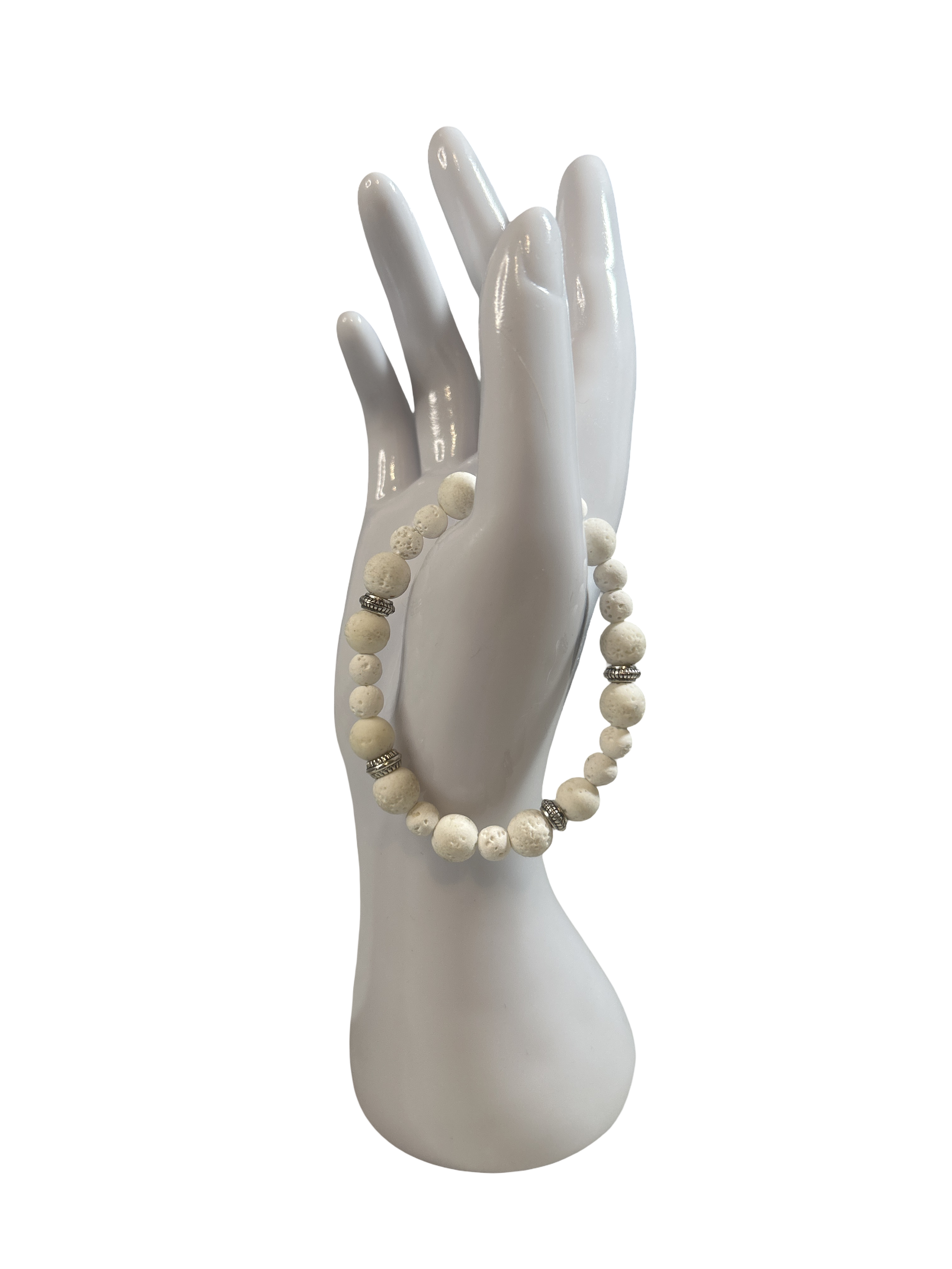 Bracelet pierre de lave blanche