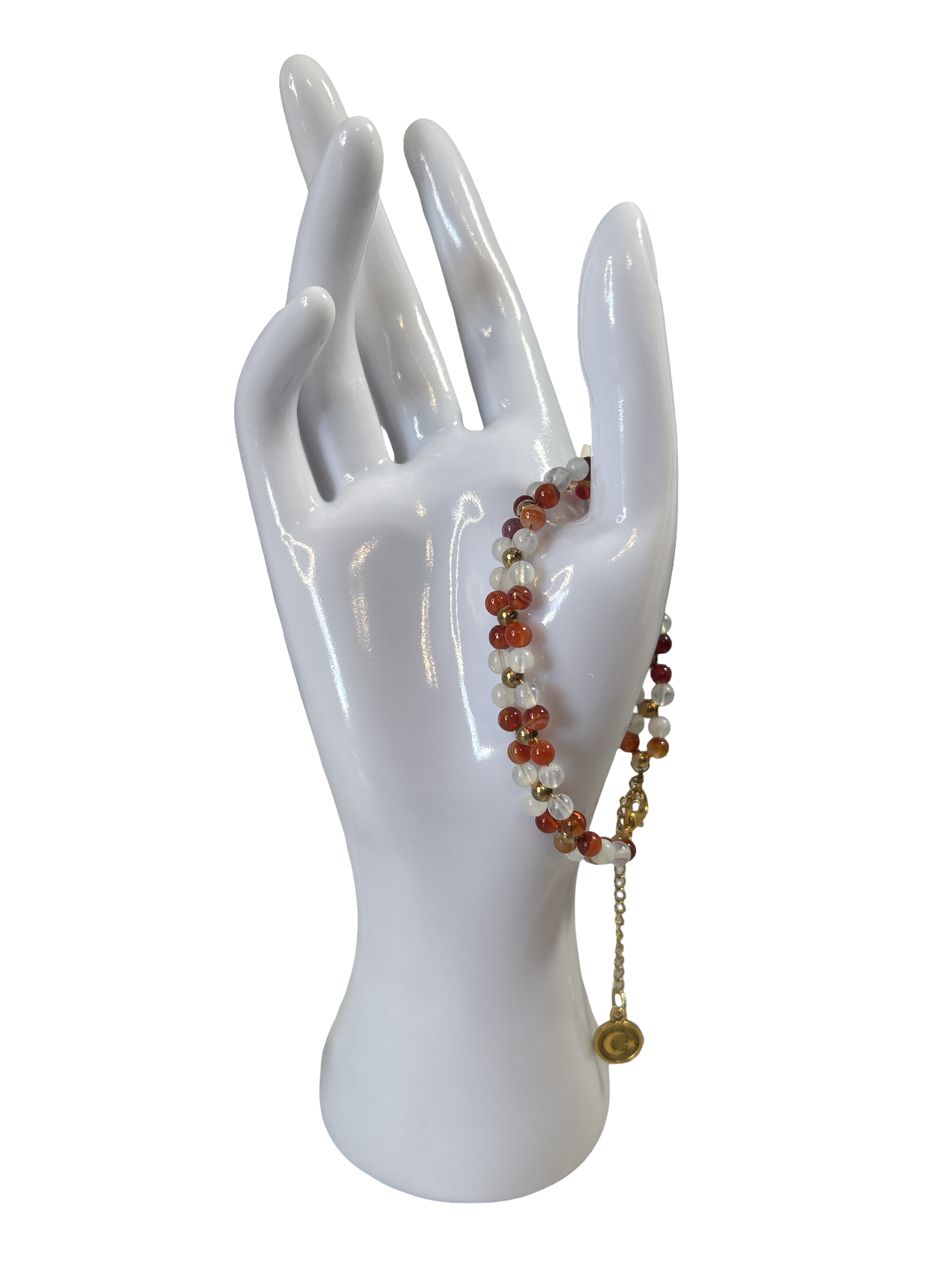 Bracelet tressé cornaline et opaline