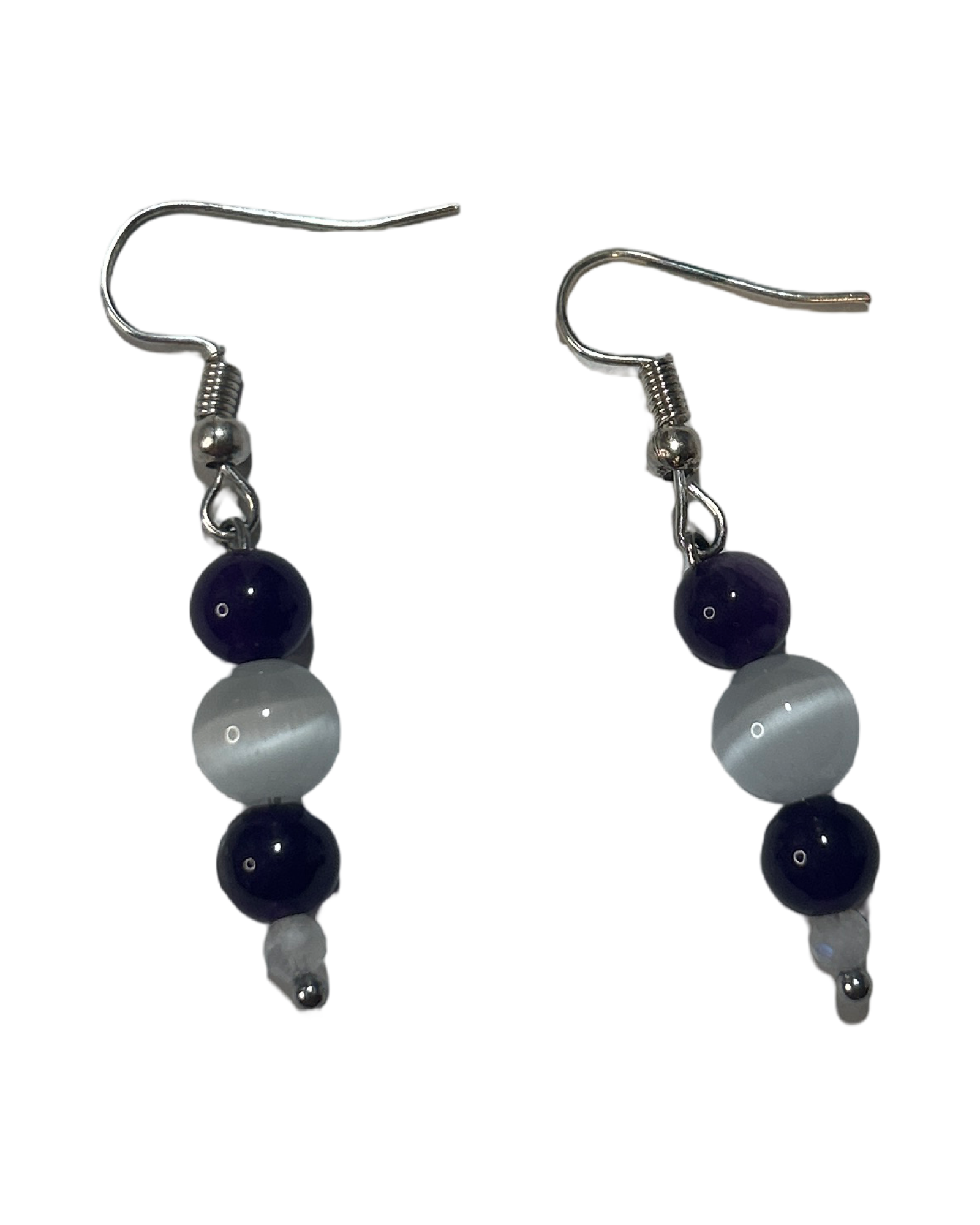 Boucle d’oreille améthyste et pierre de lune