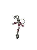 Porte clé quartz fraise et Quartz rose