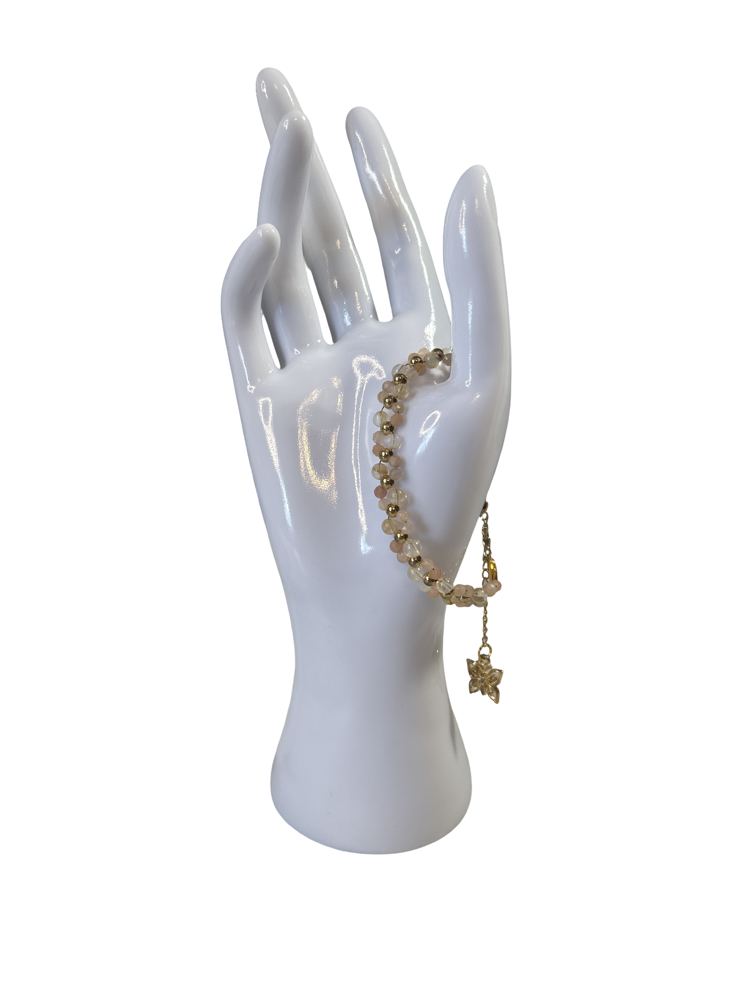 Bracelet tressé pierre de soleil et citrine