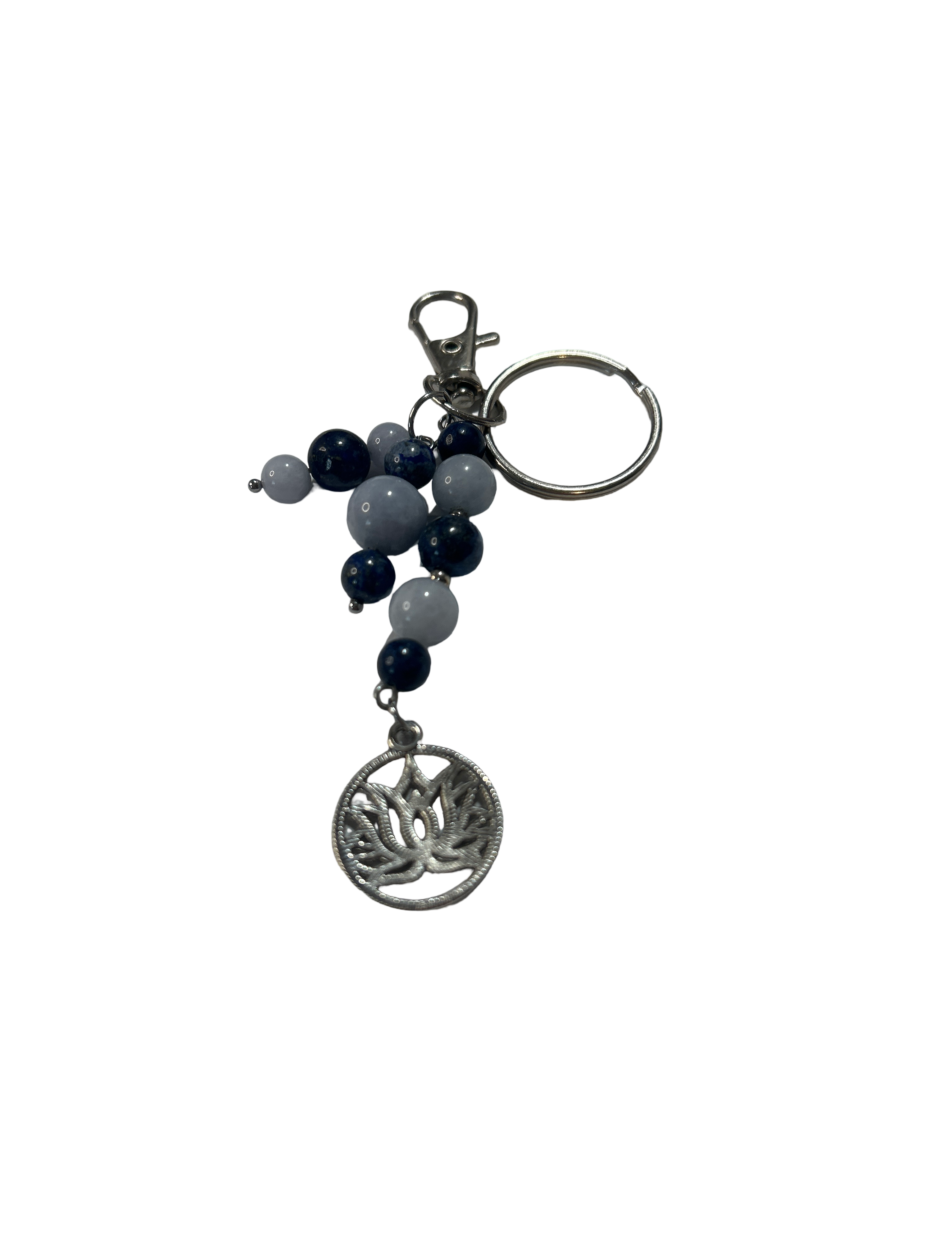 Porte clé calcédoine et lapis lazuli