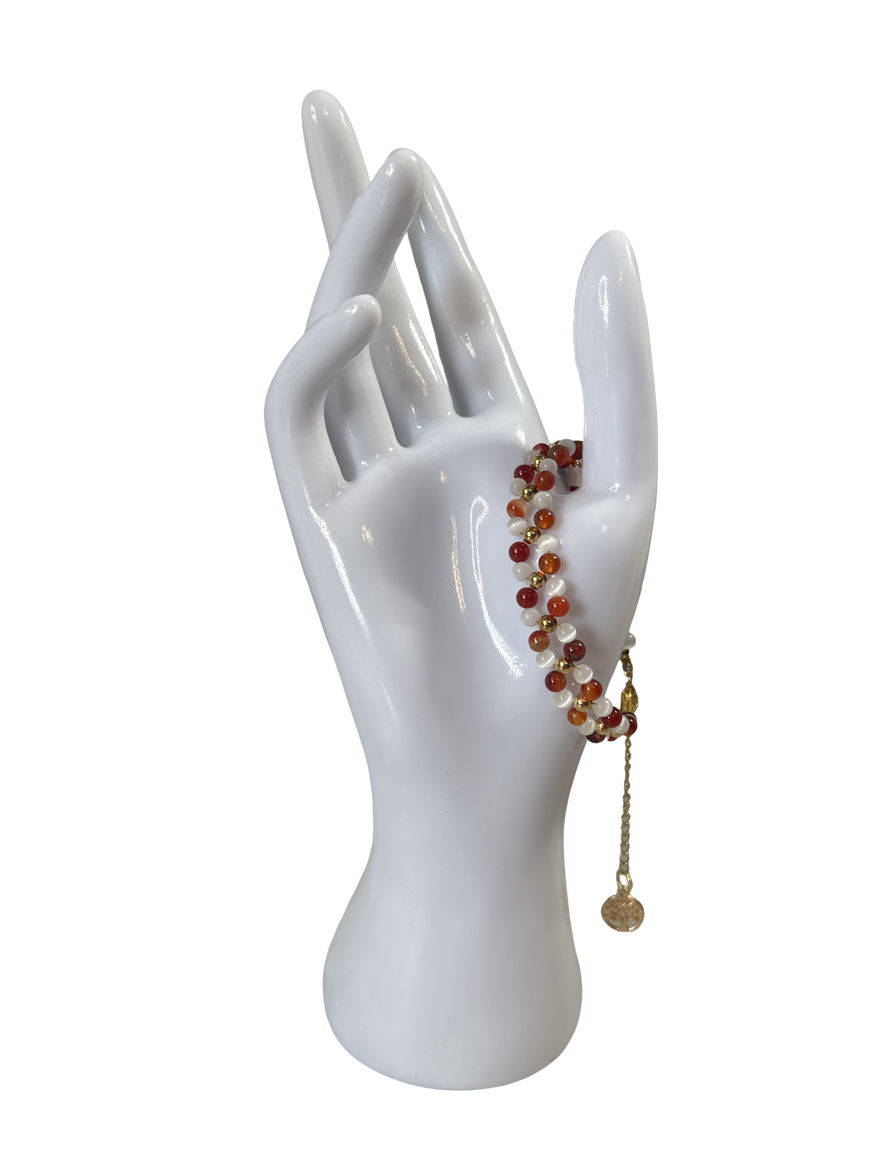 Bracelet tressé cornaline et pierre de lune