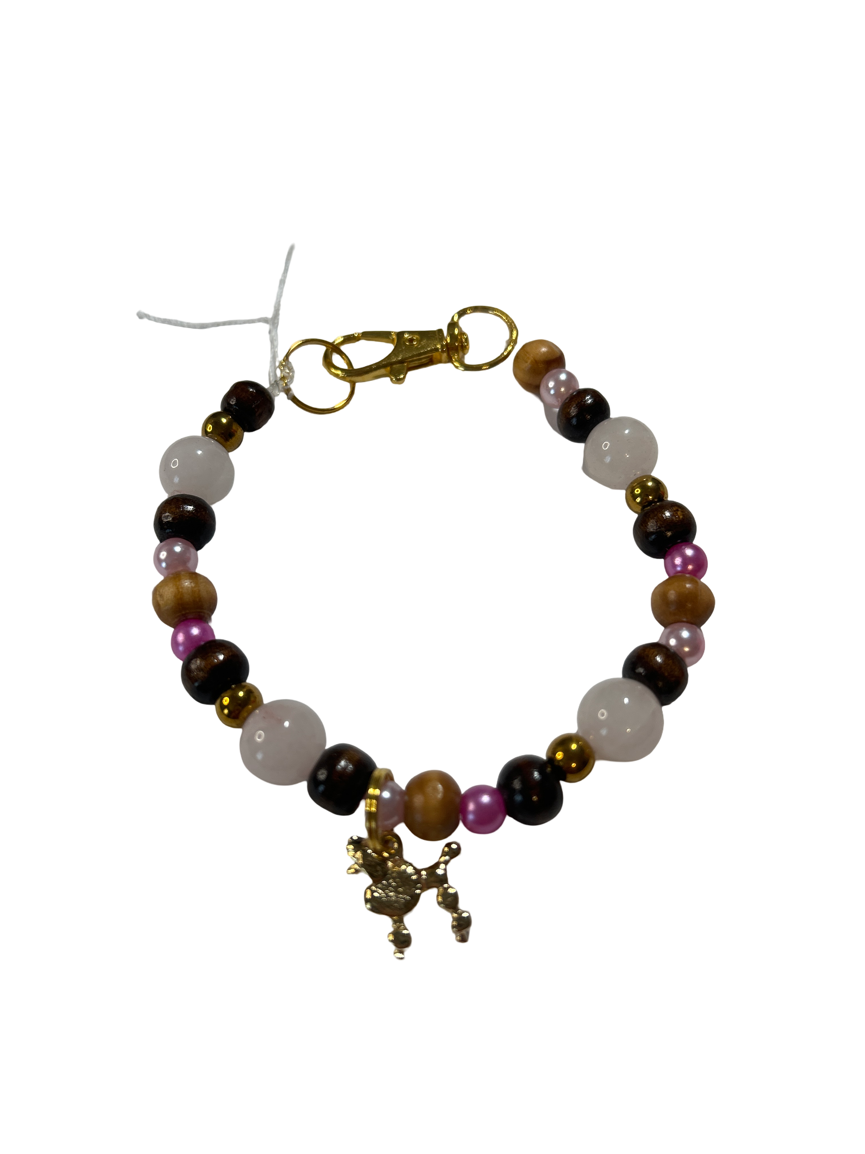 Collier chien fil élastique 9 pouces Quartz rose