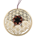 Fleur de vie 12 pouces obsidienne noir, corail rouge et arusha
