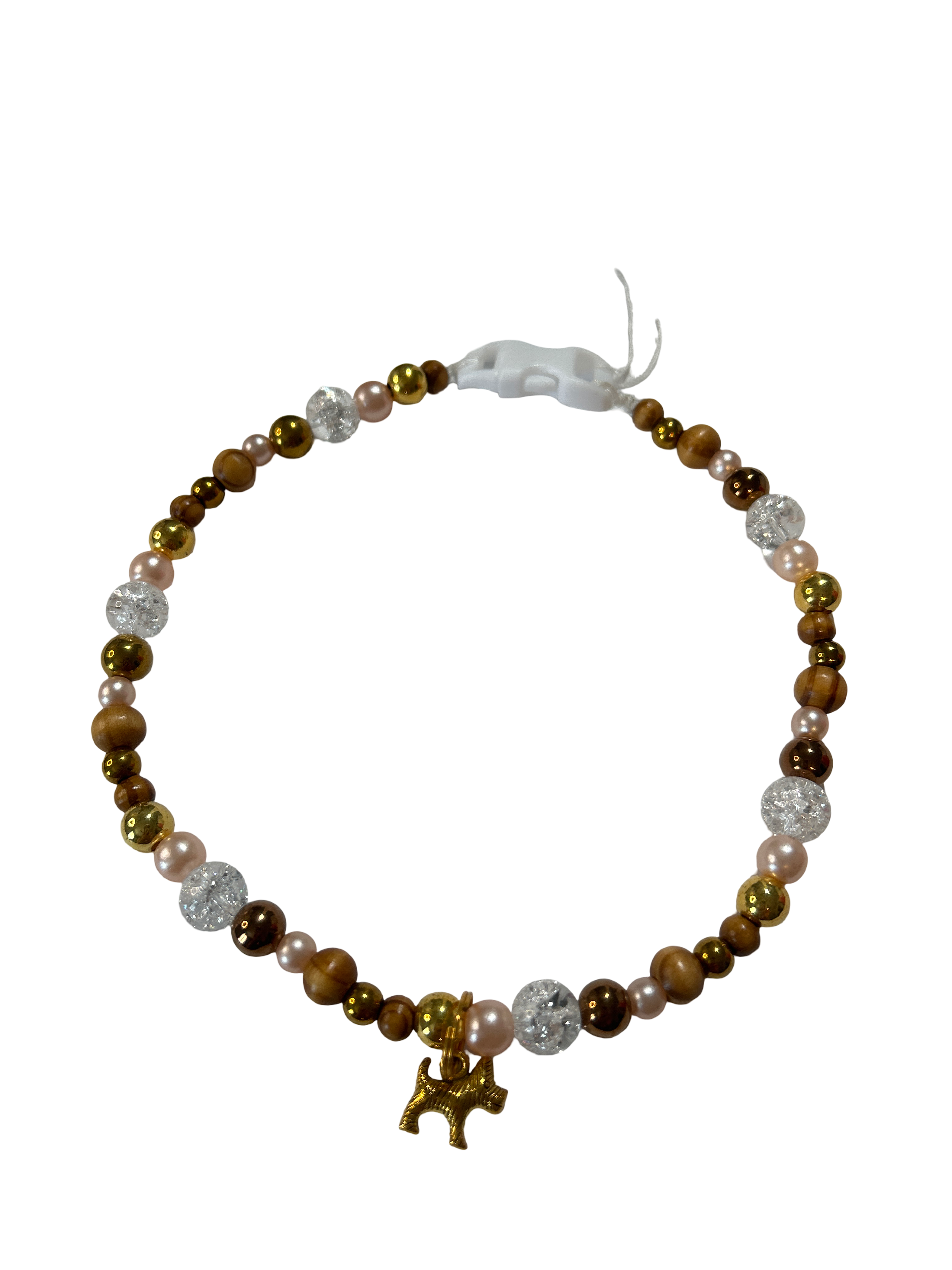 Collier chien fil nylon 14 pouces Quartz naturel fissuré