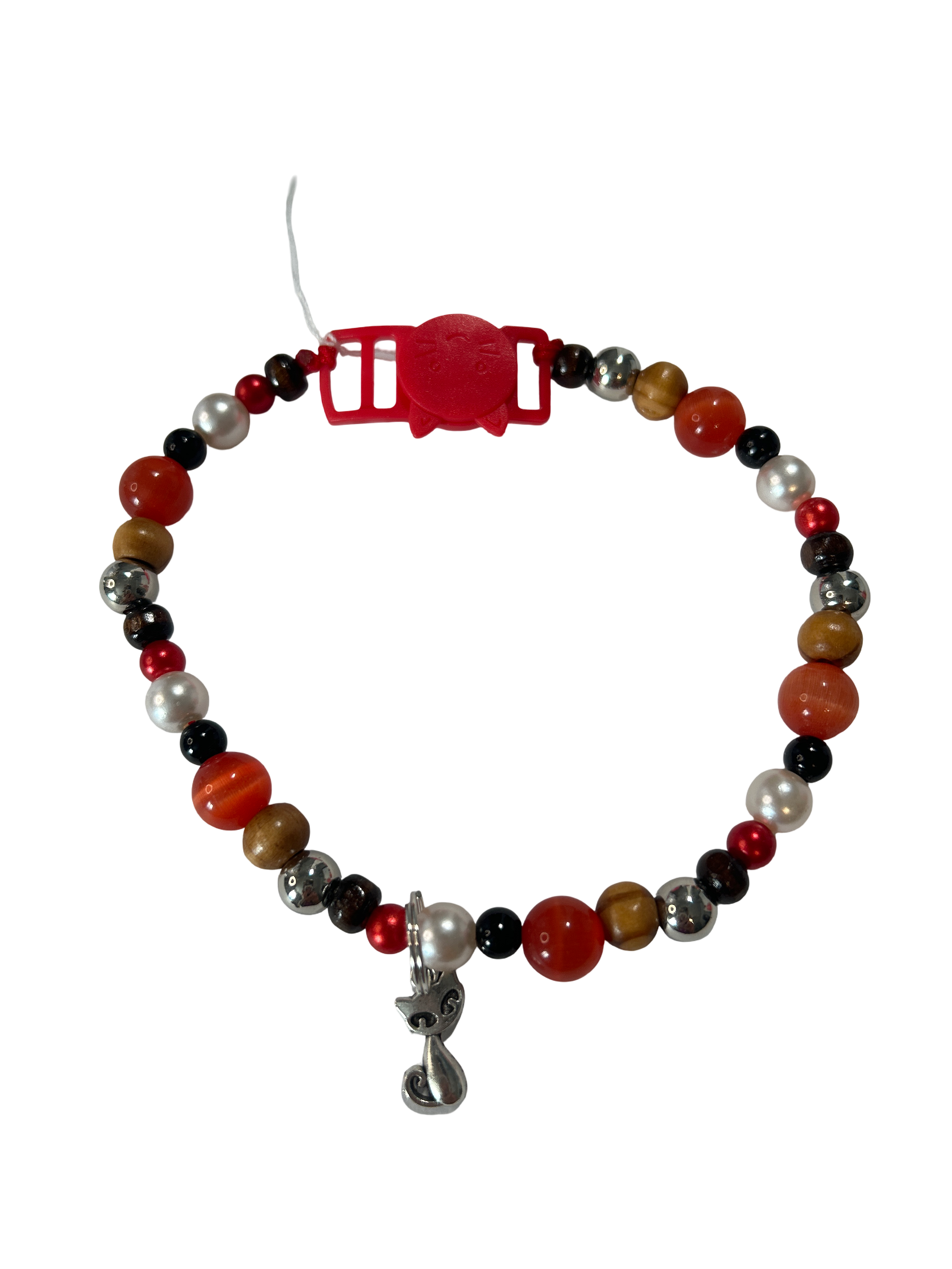 Collier chat fil nylon 10.5 pouces œil de chat rouge