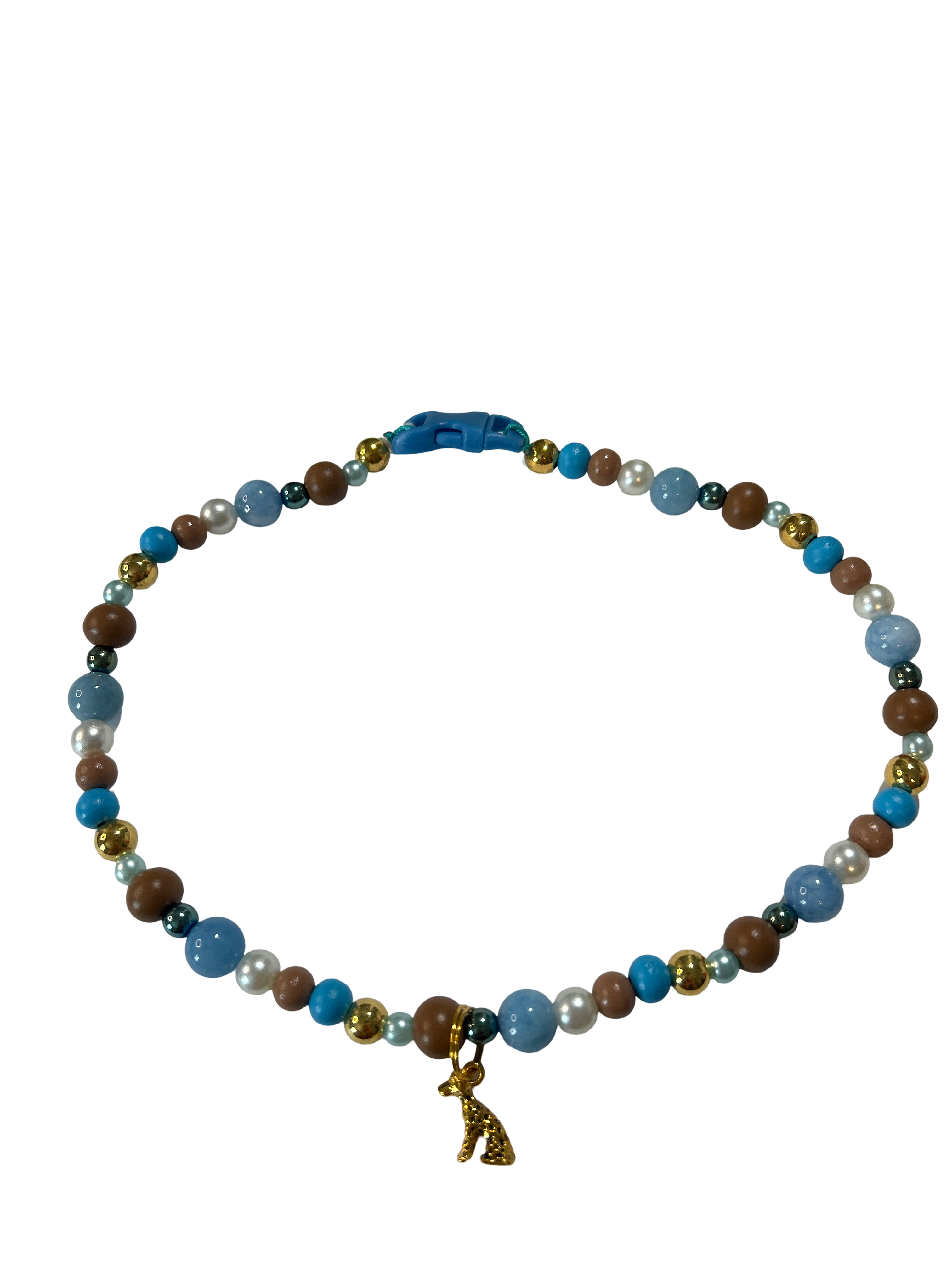 Collier chien fil nylon 17.5 pouces aigue marine