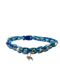 Collier tressé chien 19 pouces aigue marine