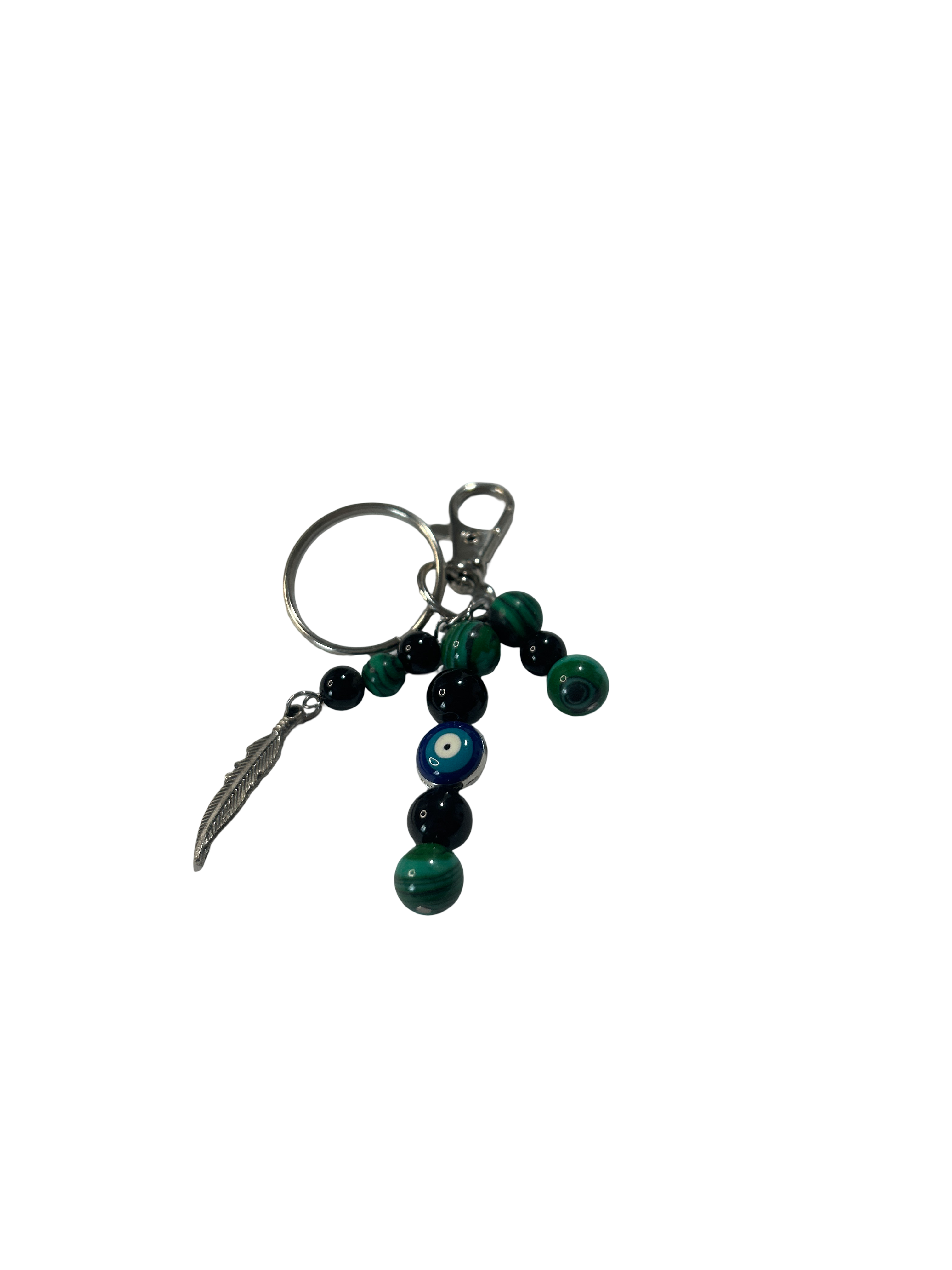 Porte clé obsidienne et malachite