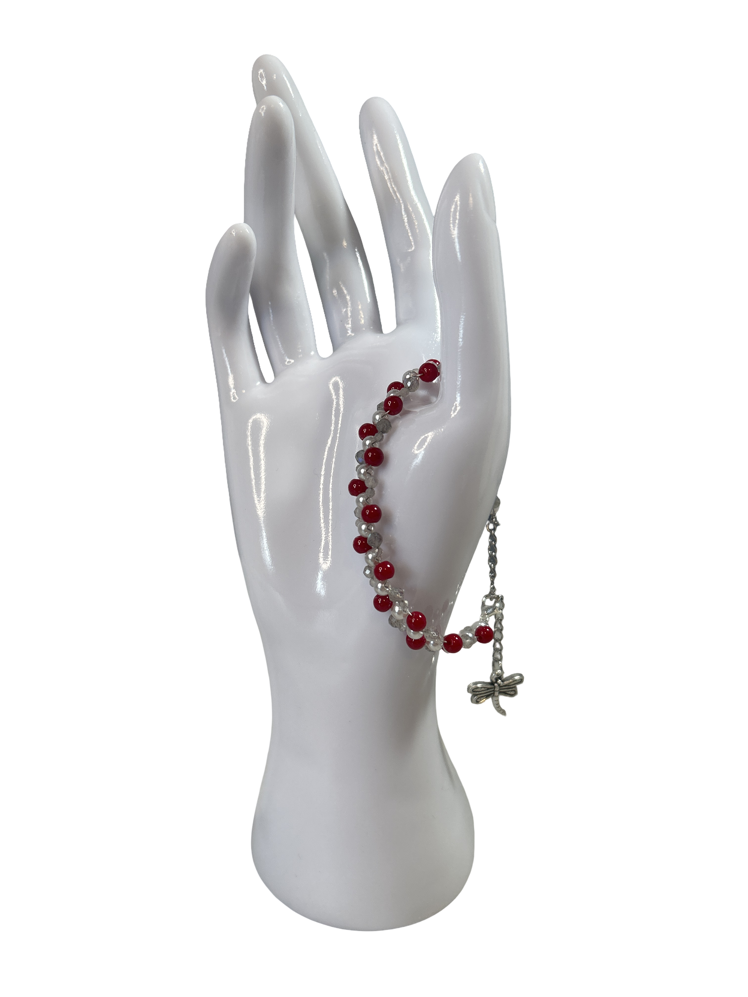 Bracelet tressé labradorite et corail rouge