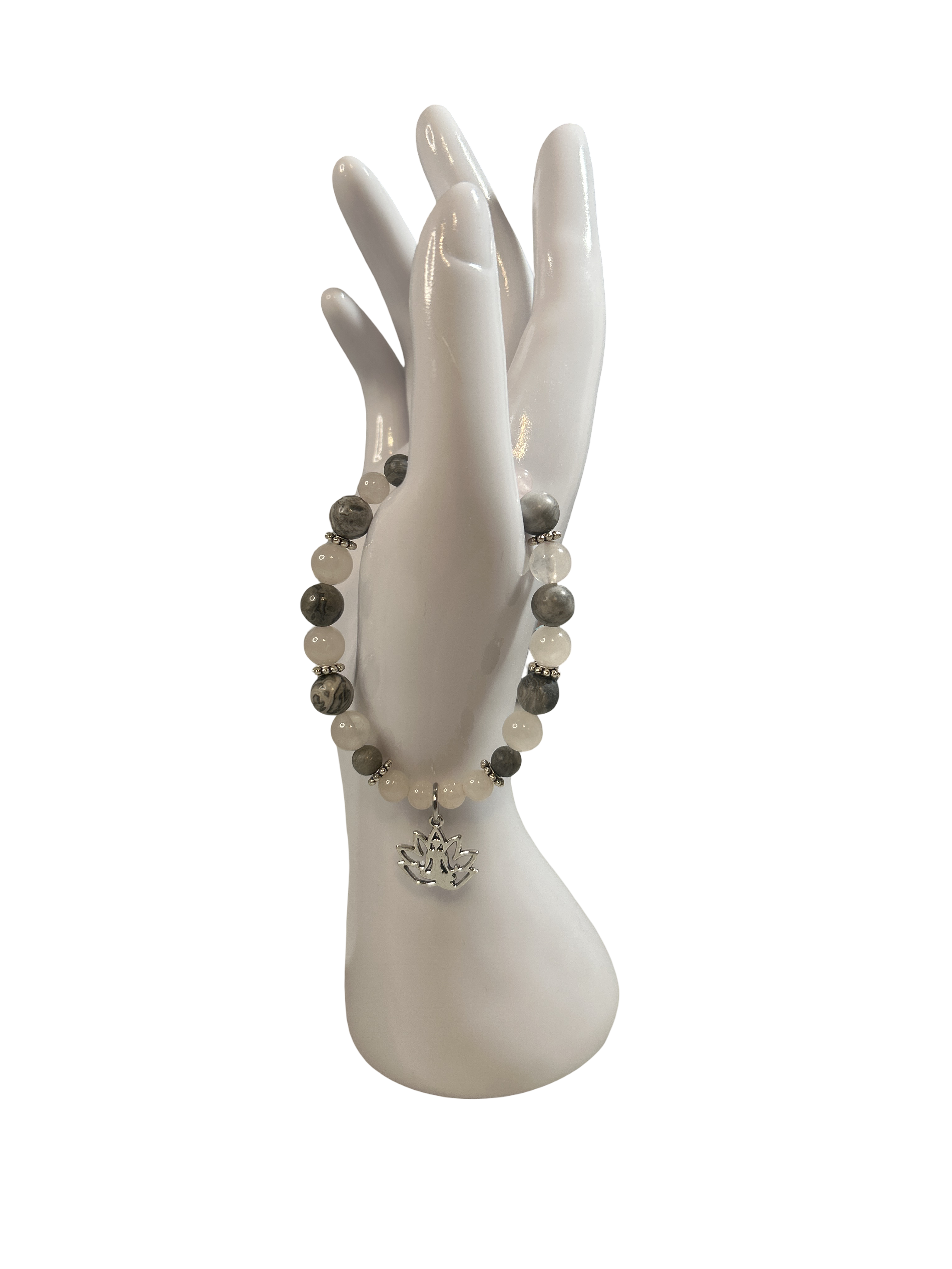 Bracelet Quartz rose et jaspe gris