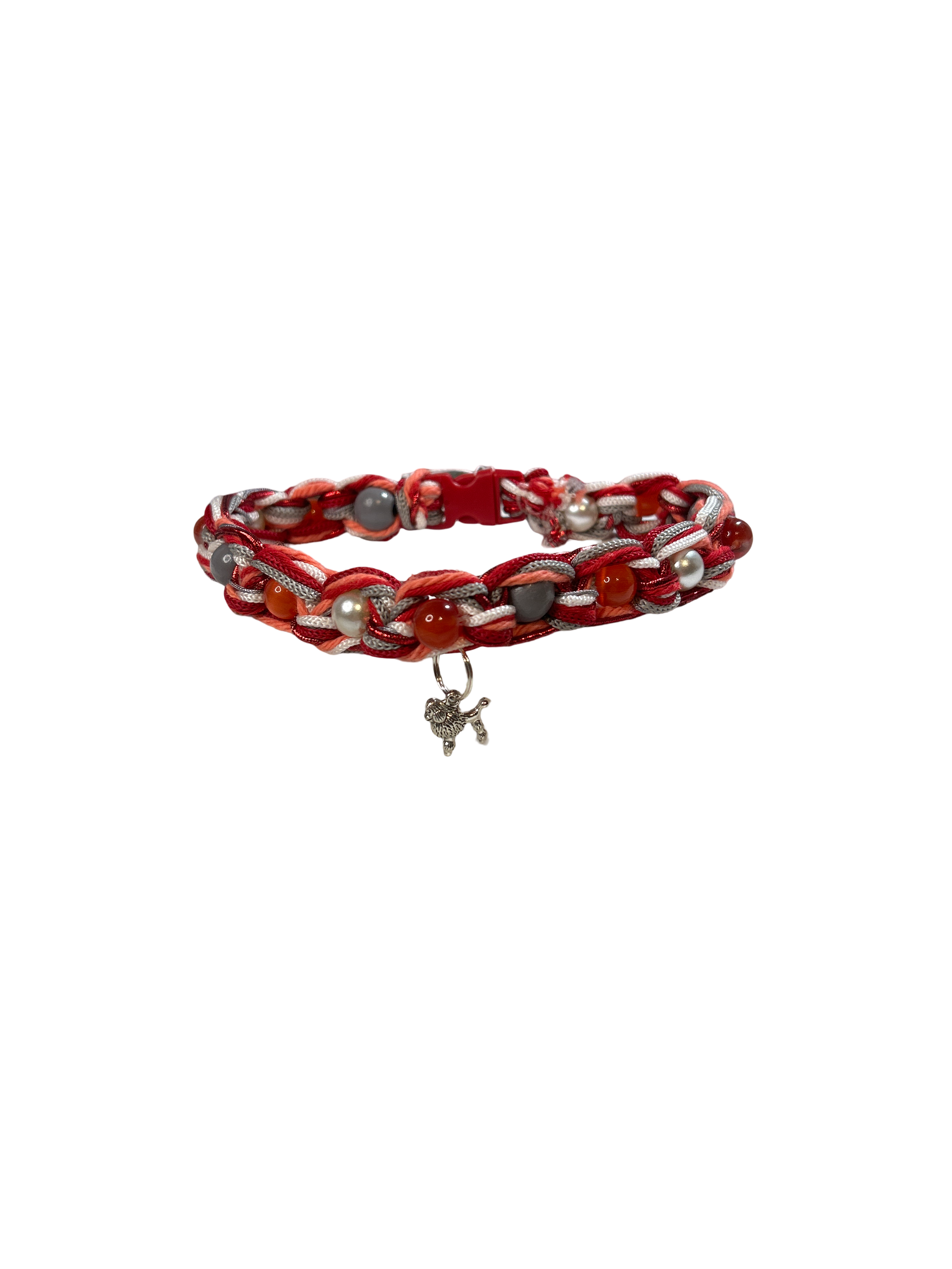 Collier tressé chien 13 pouces œil de chat rouge