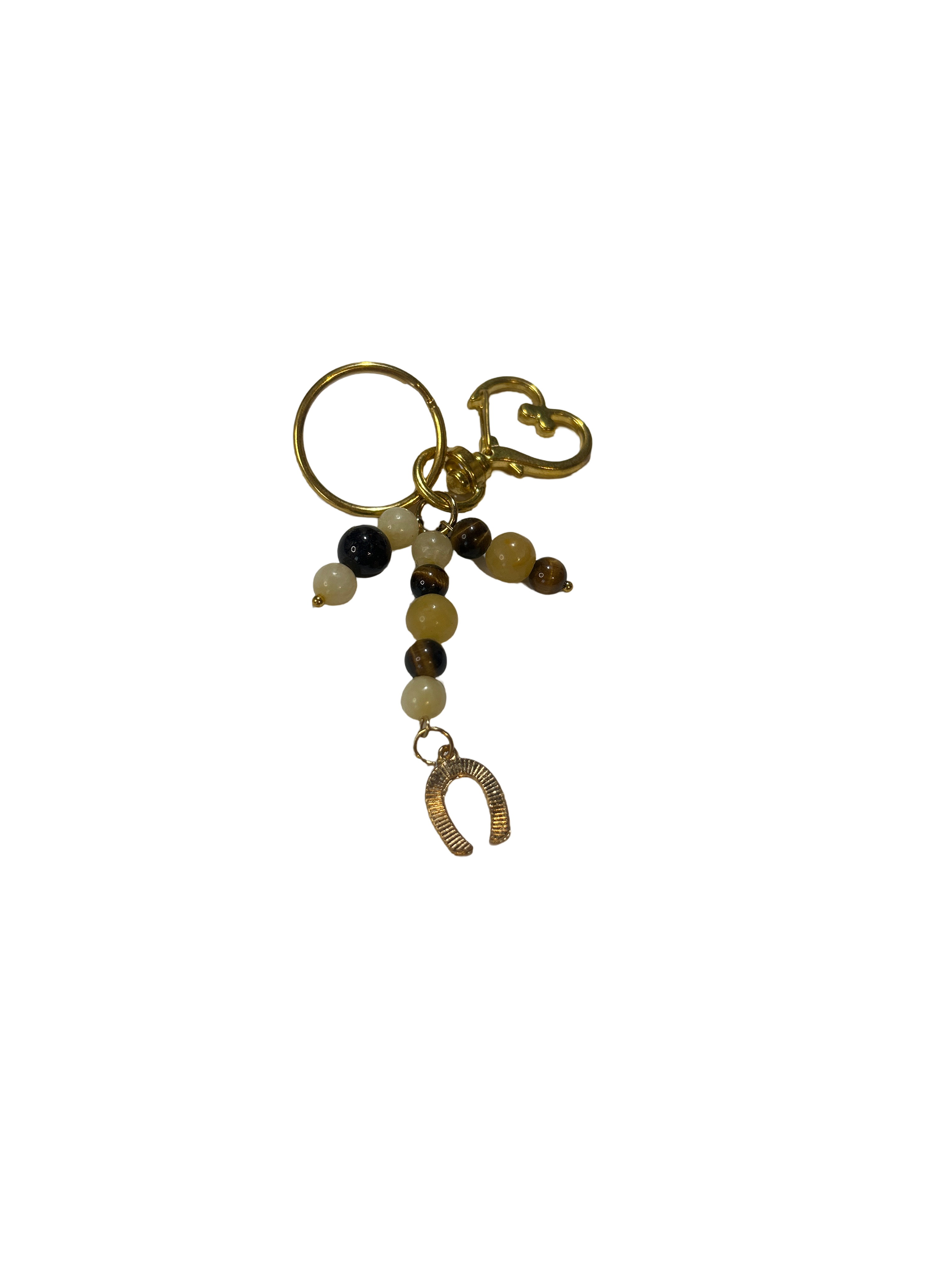 Porte clé œil de tigre et calcite jaune