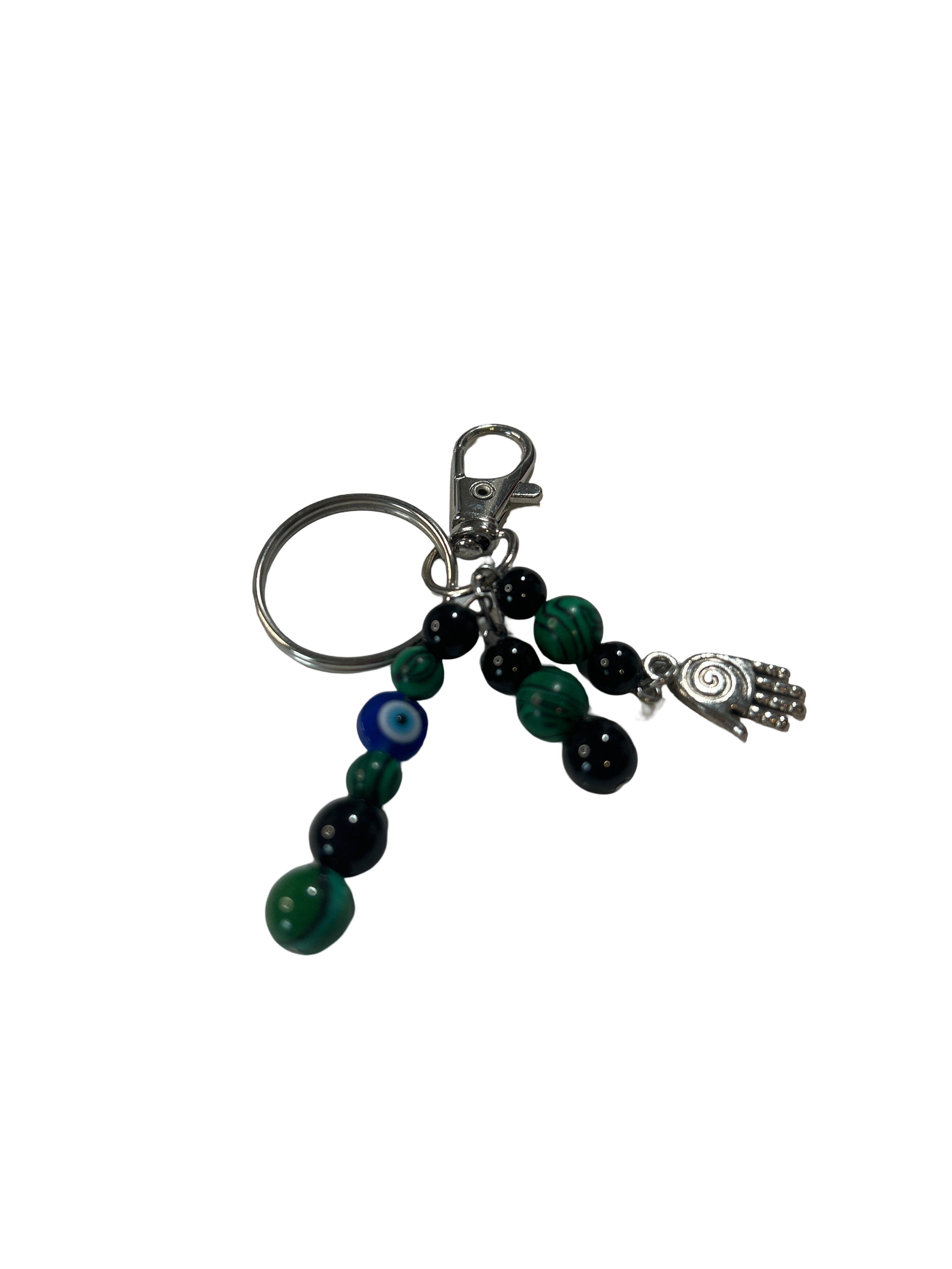 Porte clé obsidienne et malachite