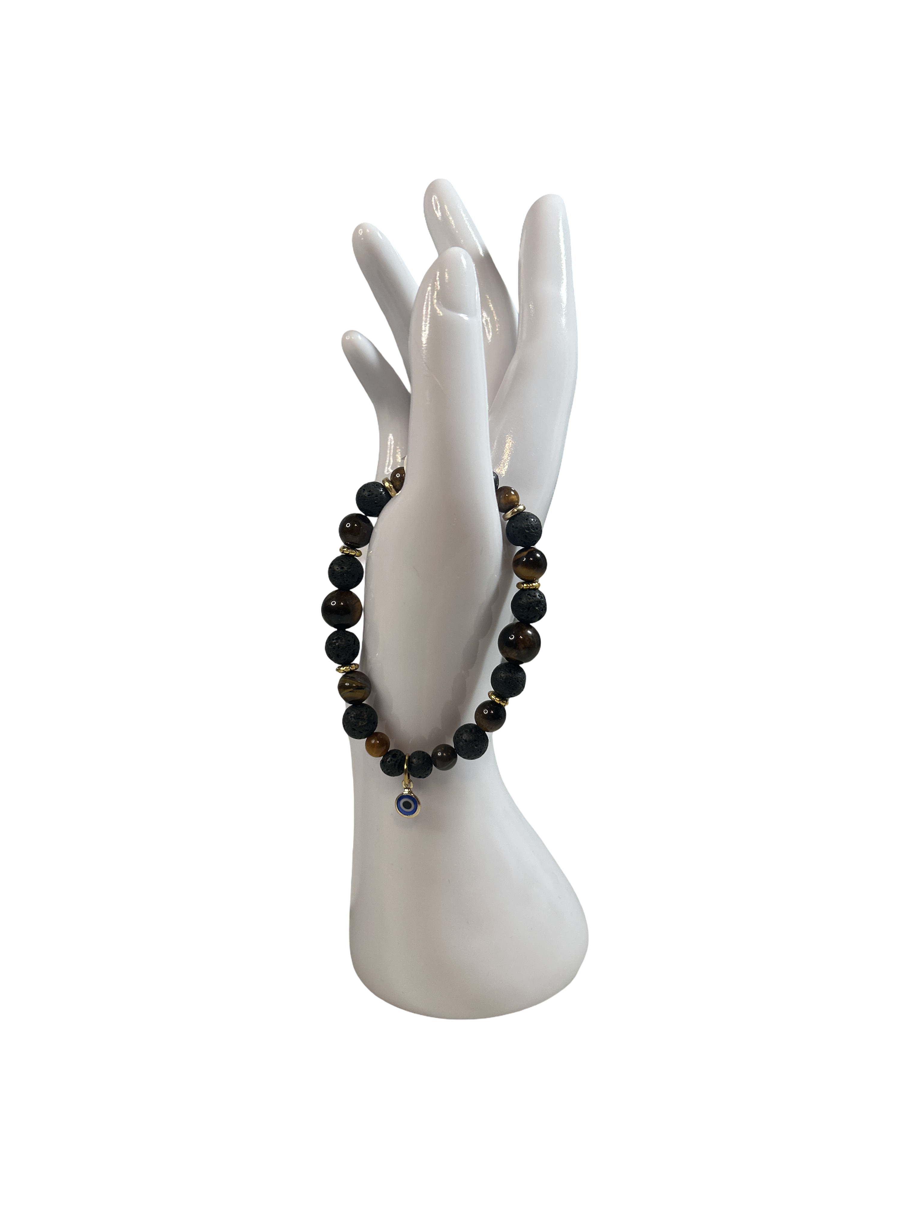 Bracelet pierre de lave et œil de tigre