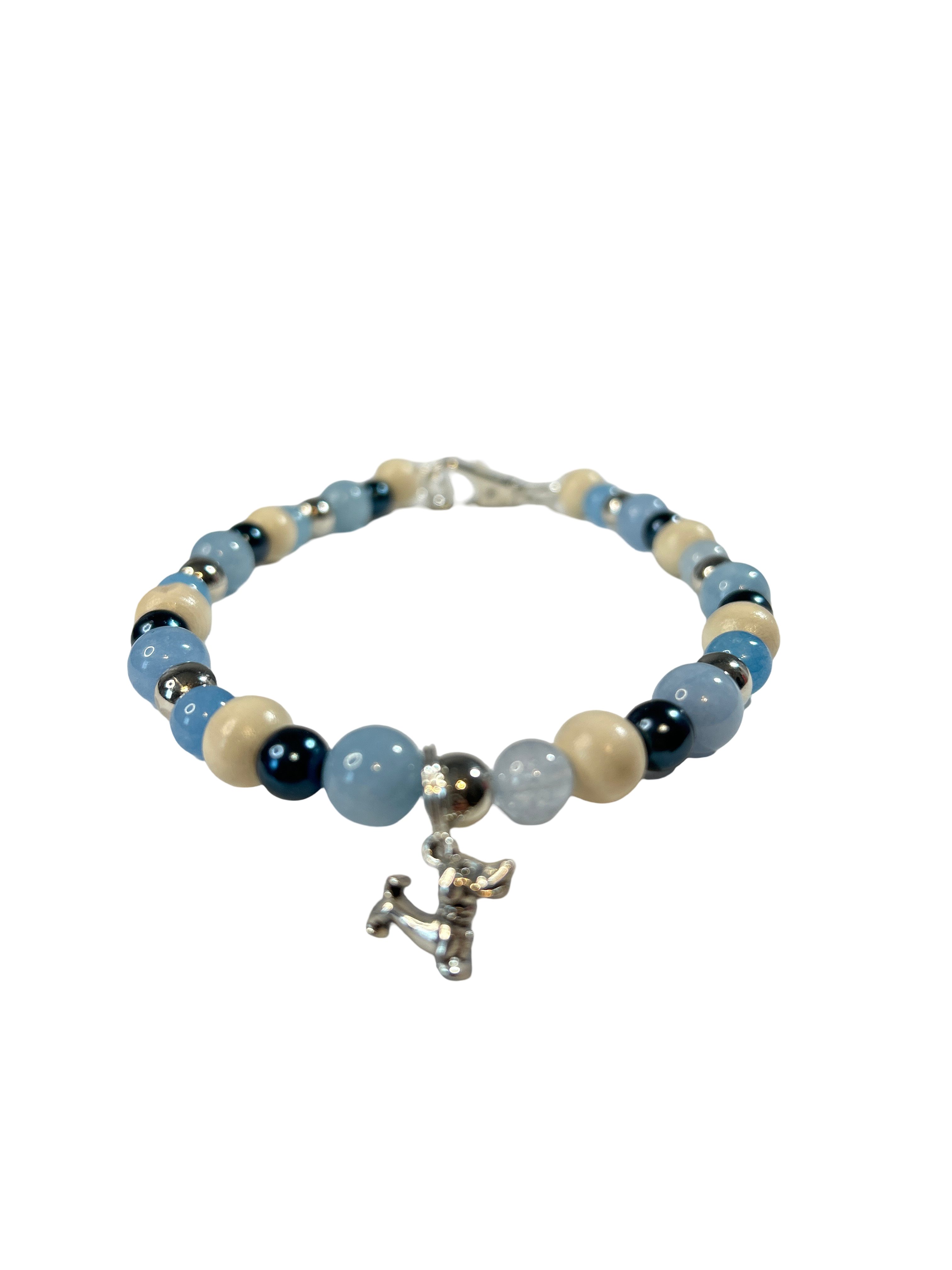 Collier chien fil élastique 13 pouces aigue marine