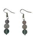 Boucle d’oreille fluorite et quartz rose