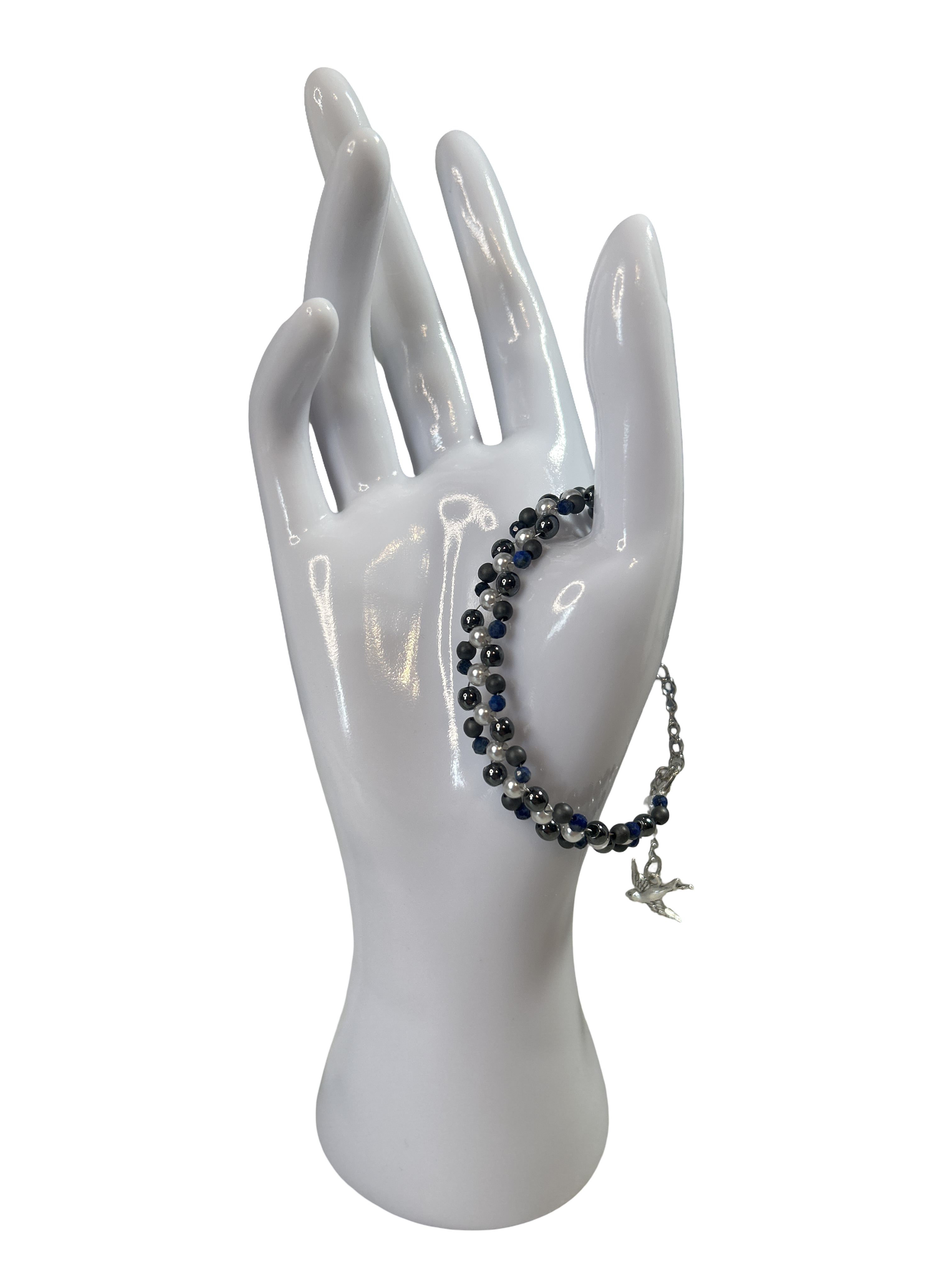 Bracelet tressé hématite et lapis lazuli