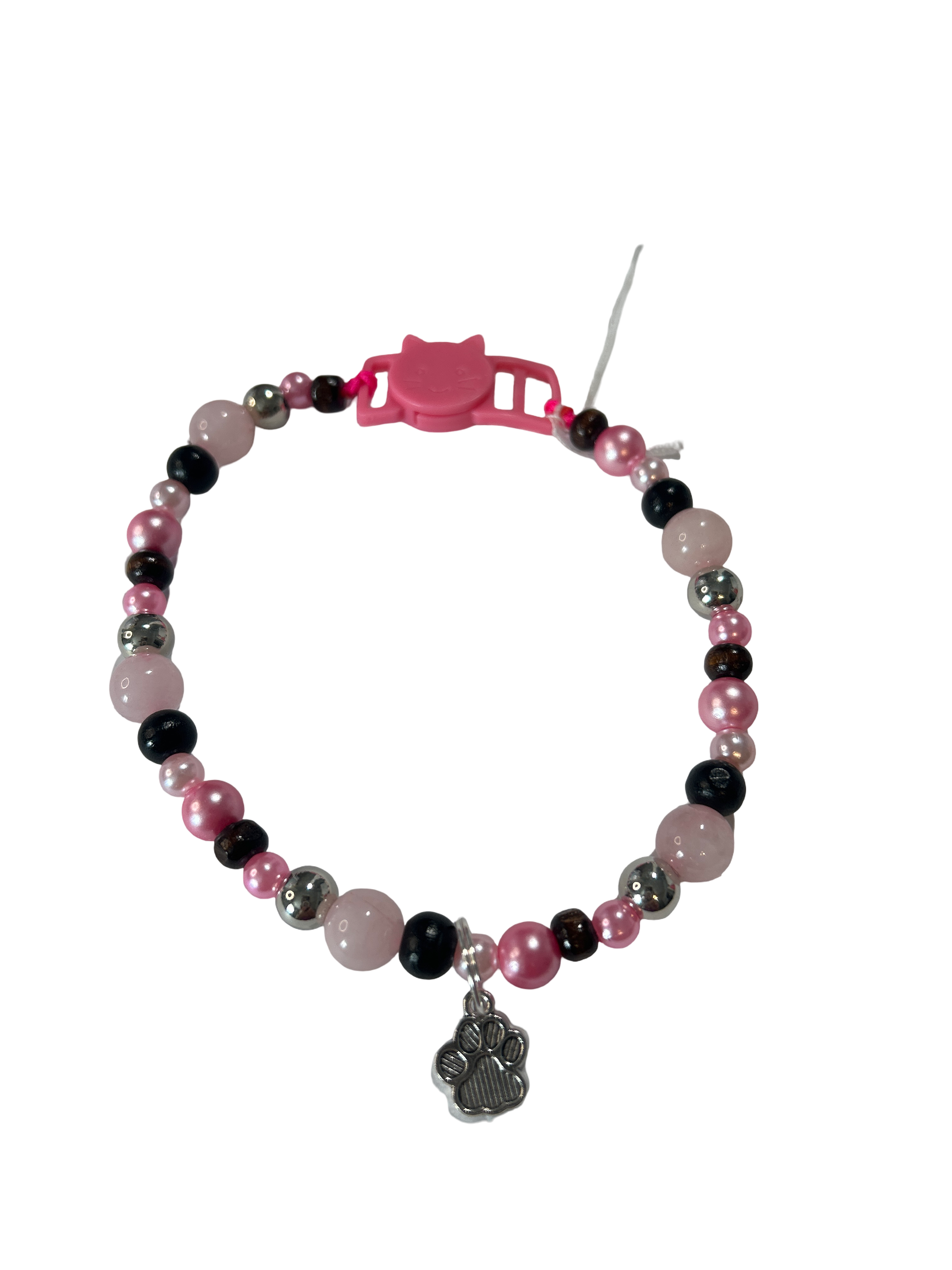 Collier chat fil nylon 10.5 pouces Quartz rose