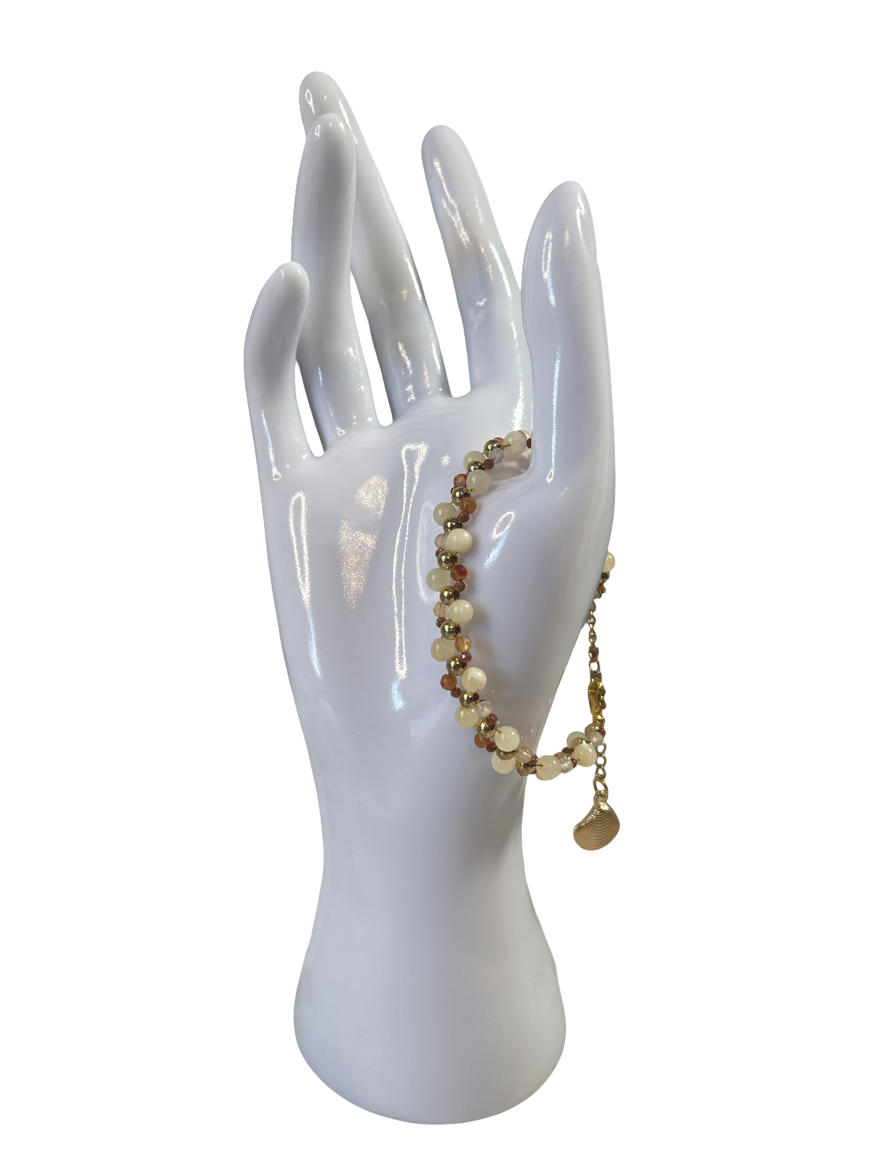 Bracelet tressé calcite jaune, cornaline et pierre de sable d’or