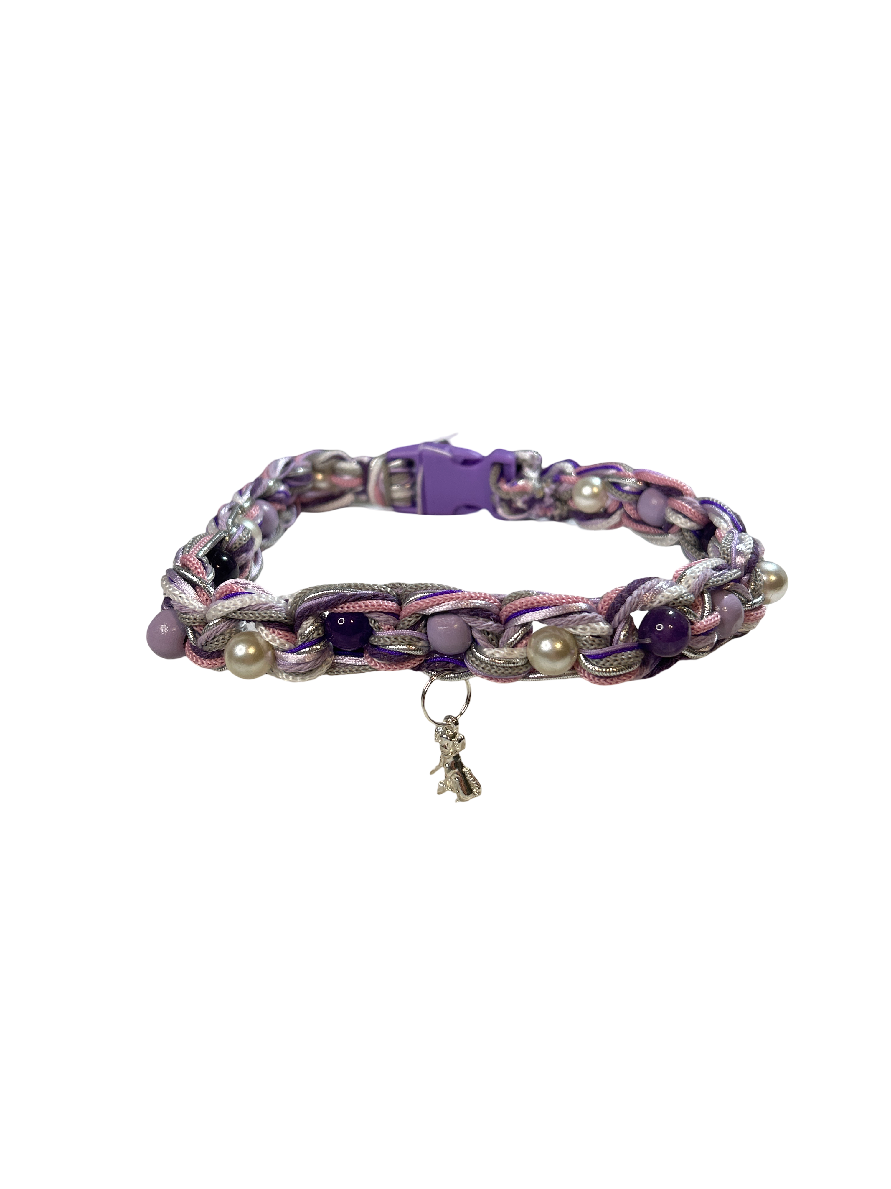 Collier tressé chien 16 pouces améthyste