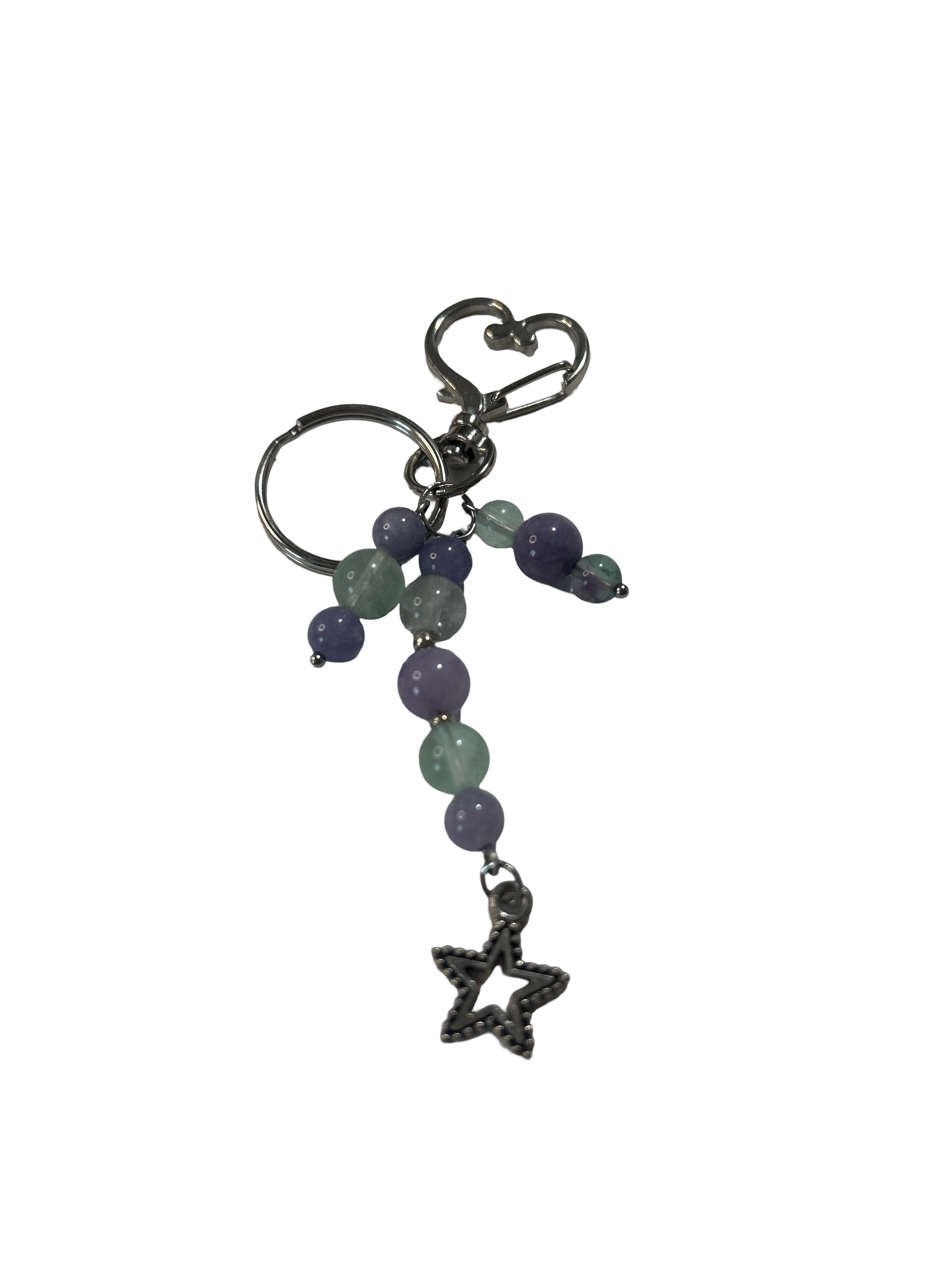 Porte clé Angélite et fluorite
