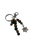 Porte clé bois fossilisé et agate mousse