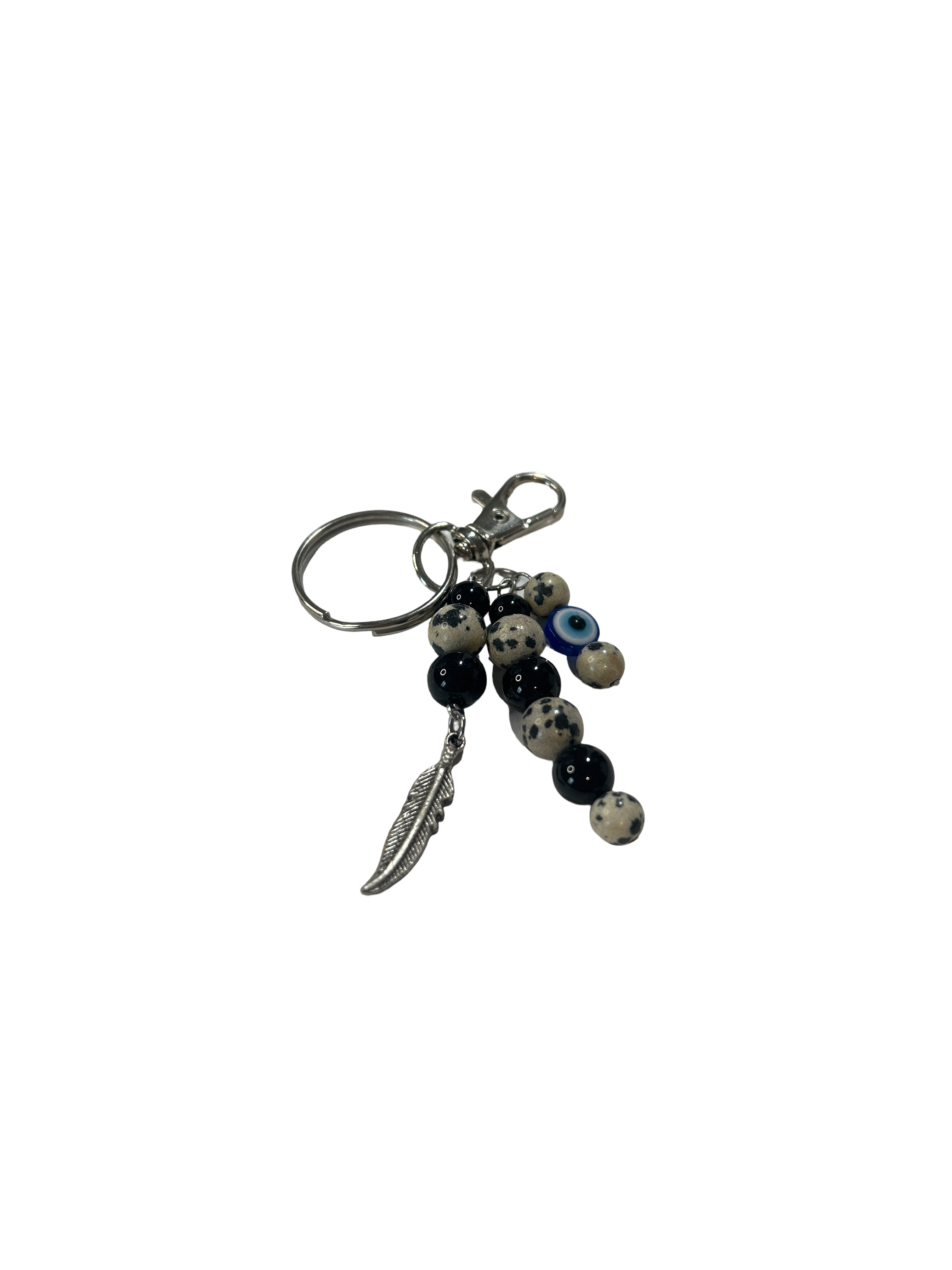 Porte clé onyx et jaspe dalmatien