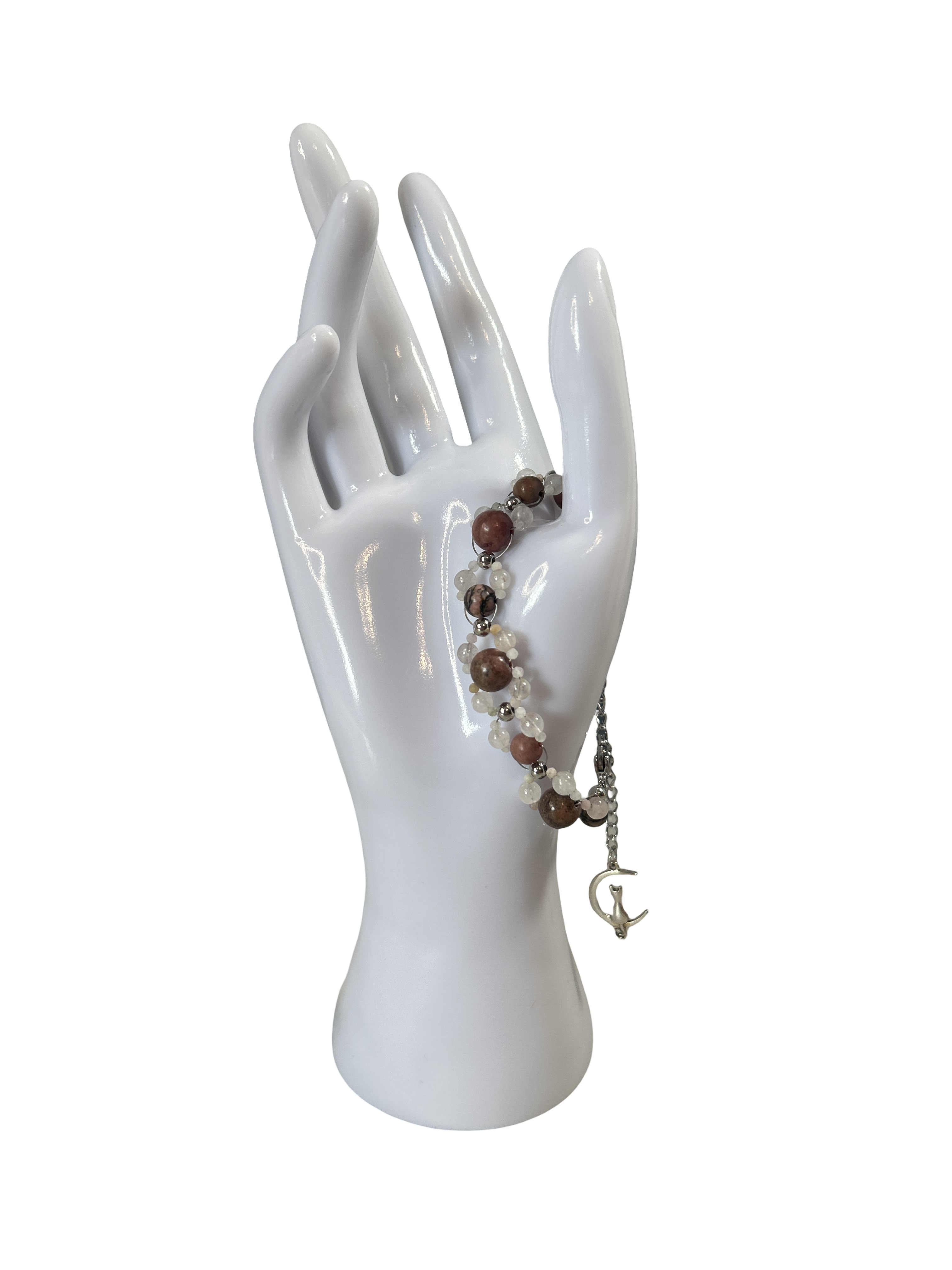 Bracelet tressé Rhodonite et quartz rose