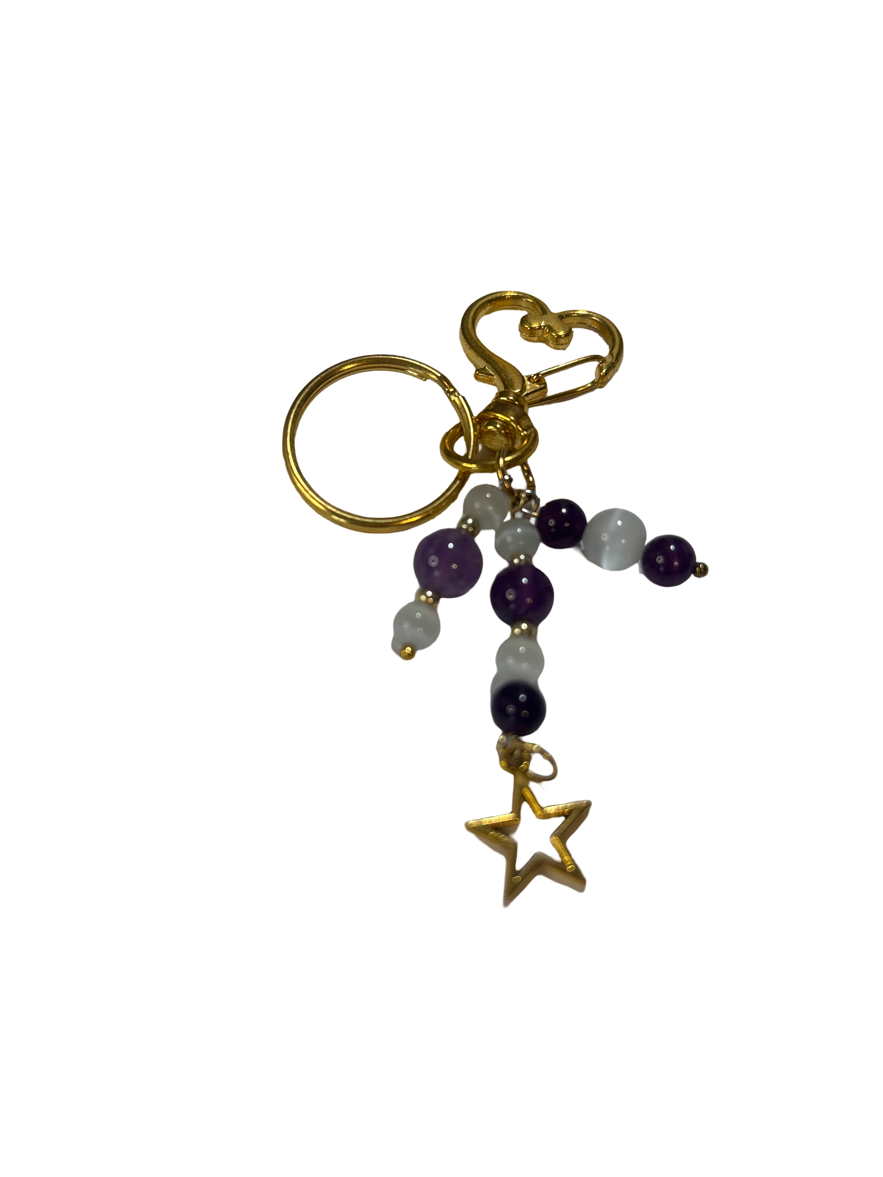 Porte clé améthyste et pierre de lune