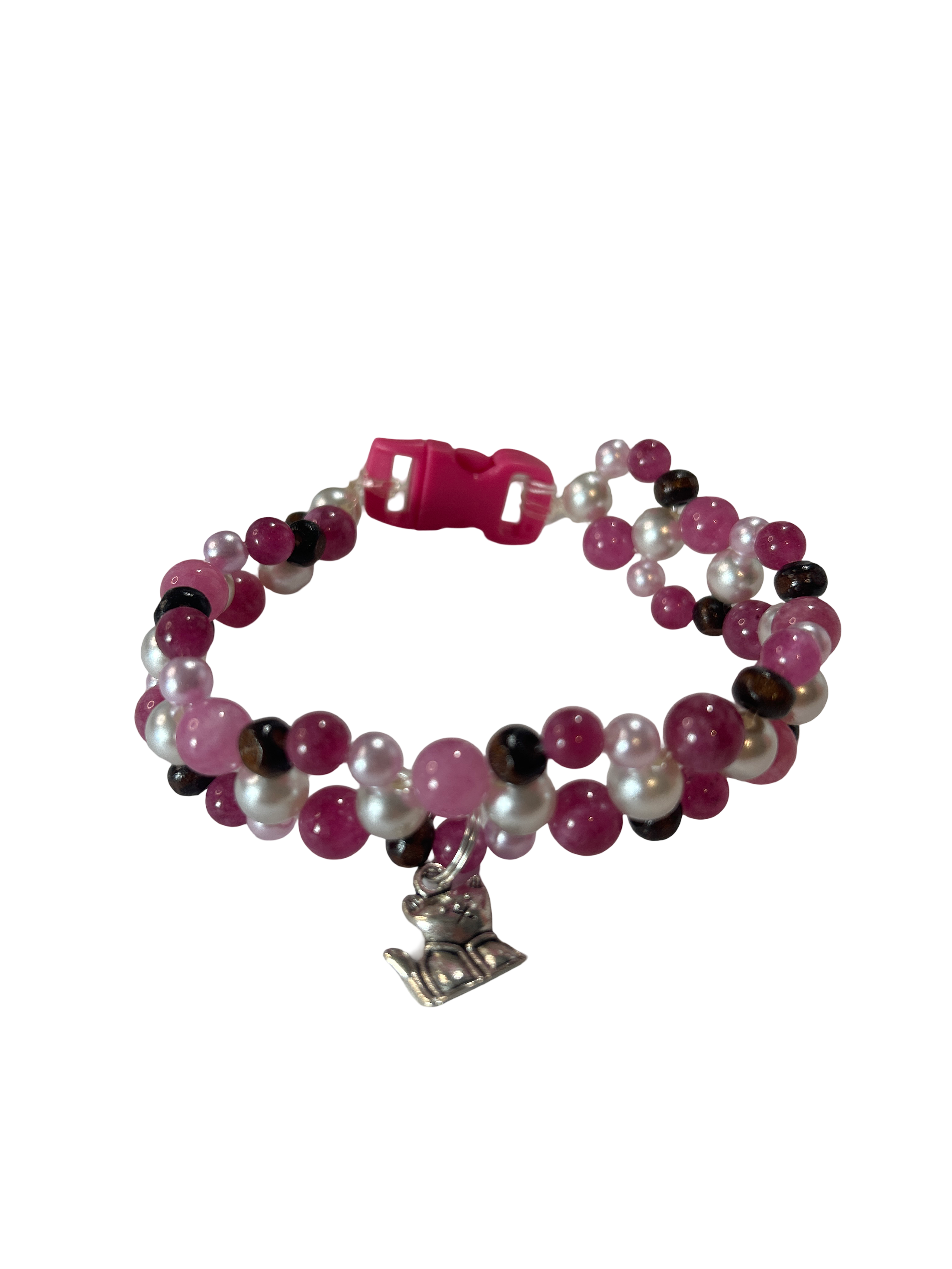 Collier chat tressé 9 pouces Quartz fraise