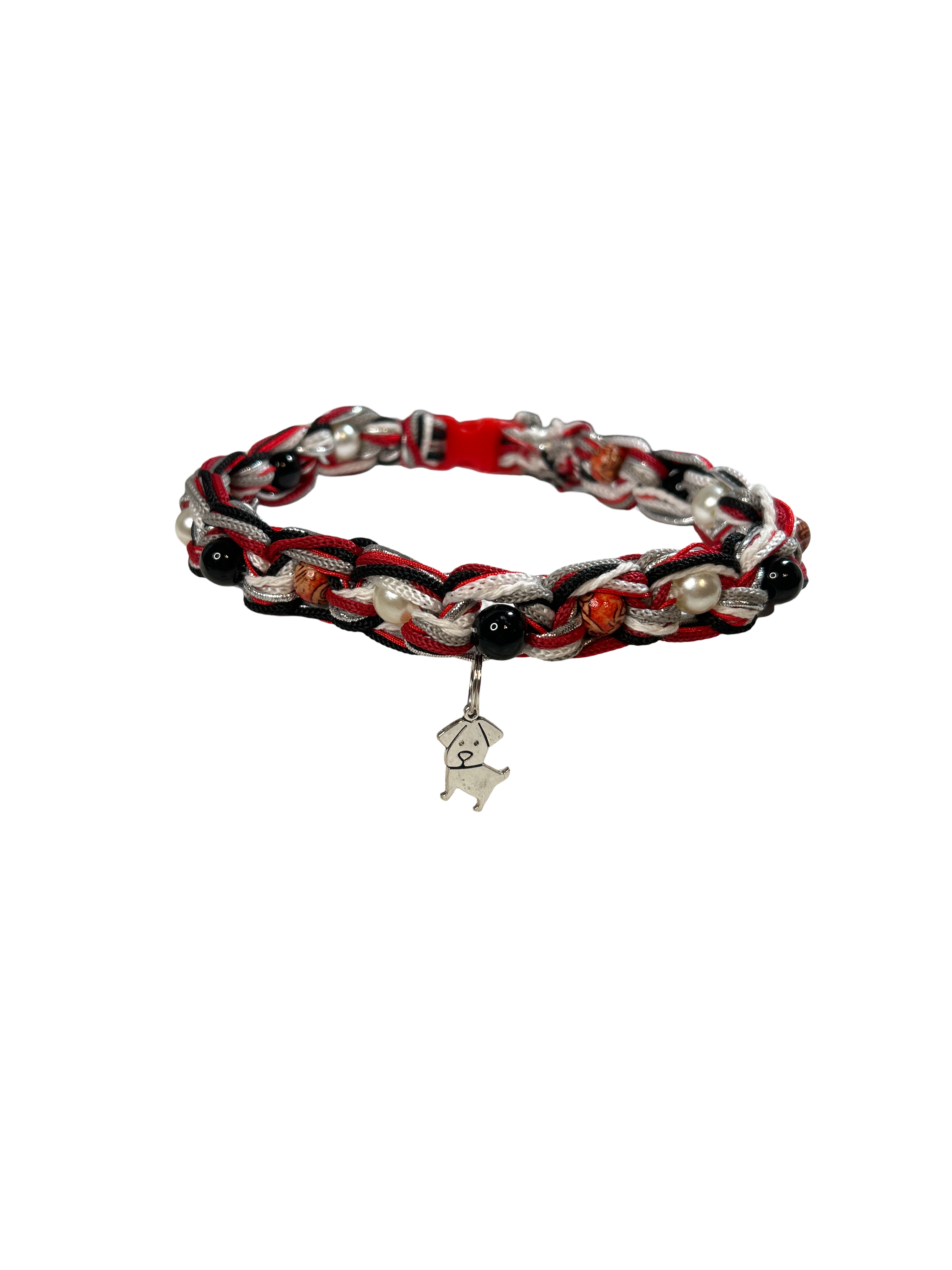 Collier tressé chien 14 pouces obsidienne
