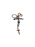 Porte clé jaspe gris et quartz blanc