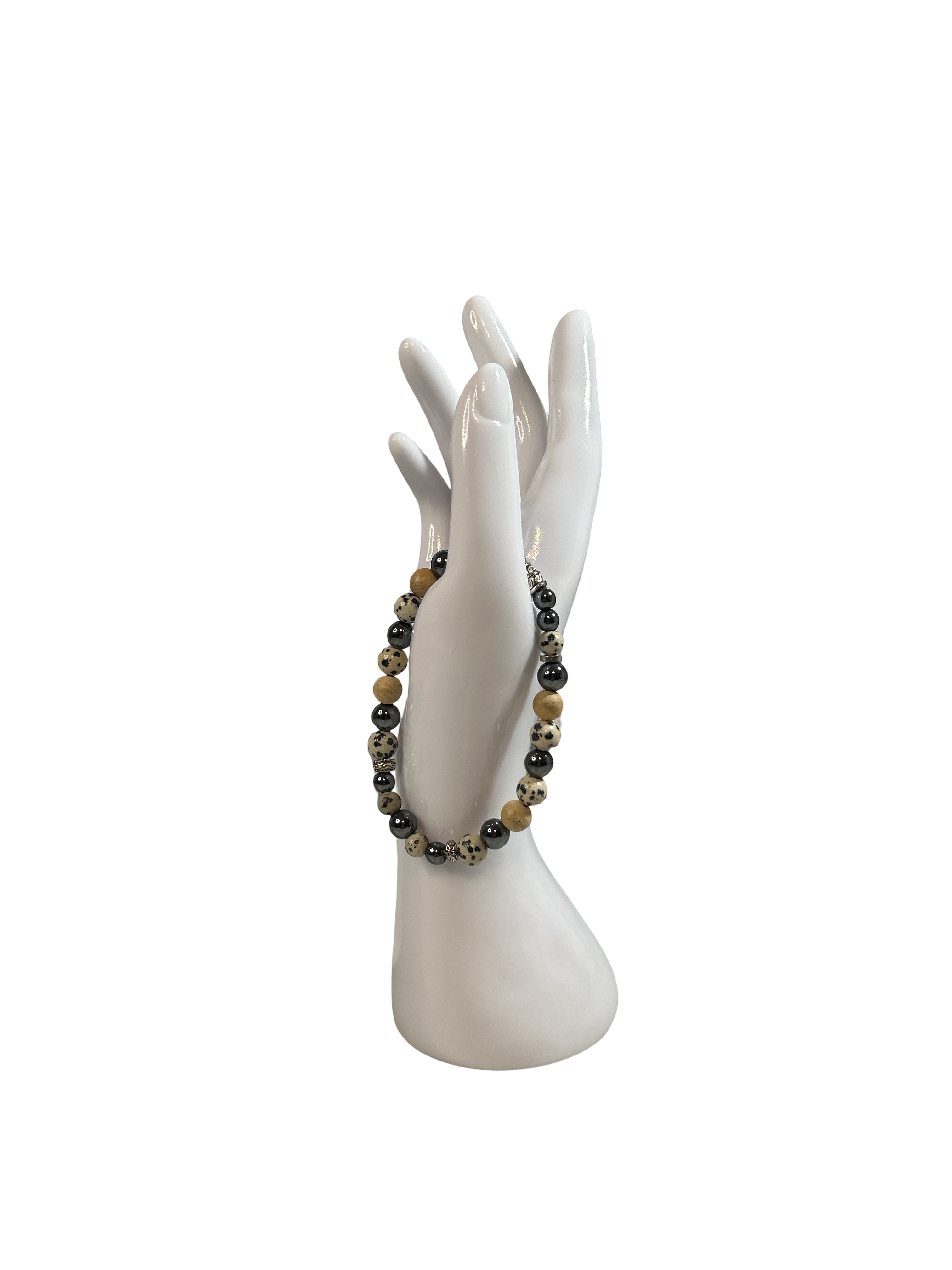 Bracelet homme hématite et jaspe dalmatien