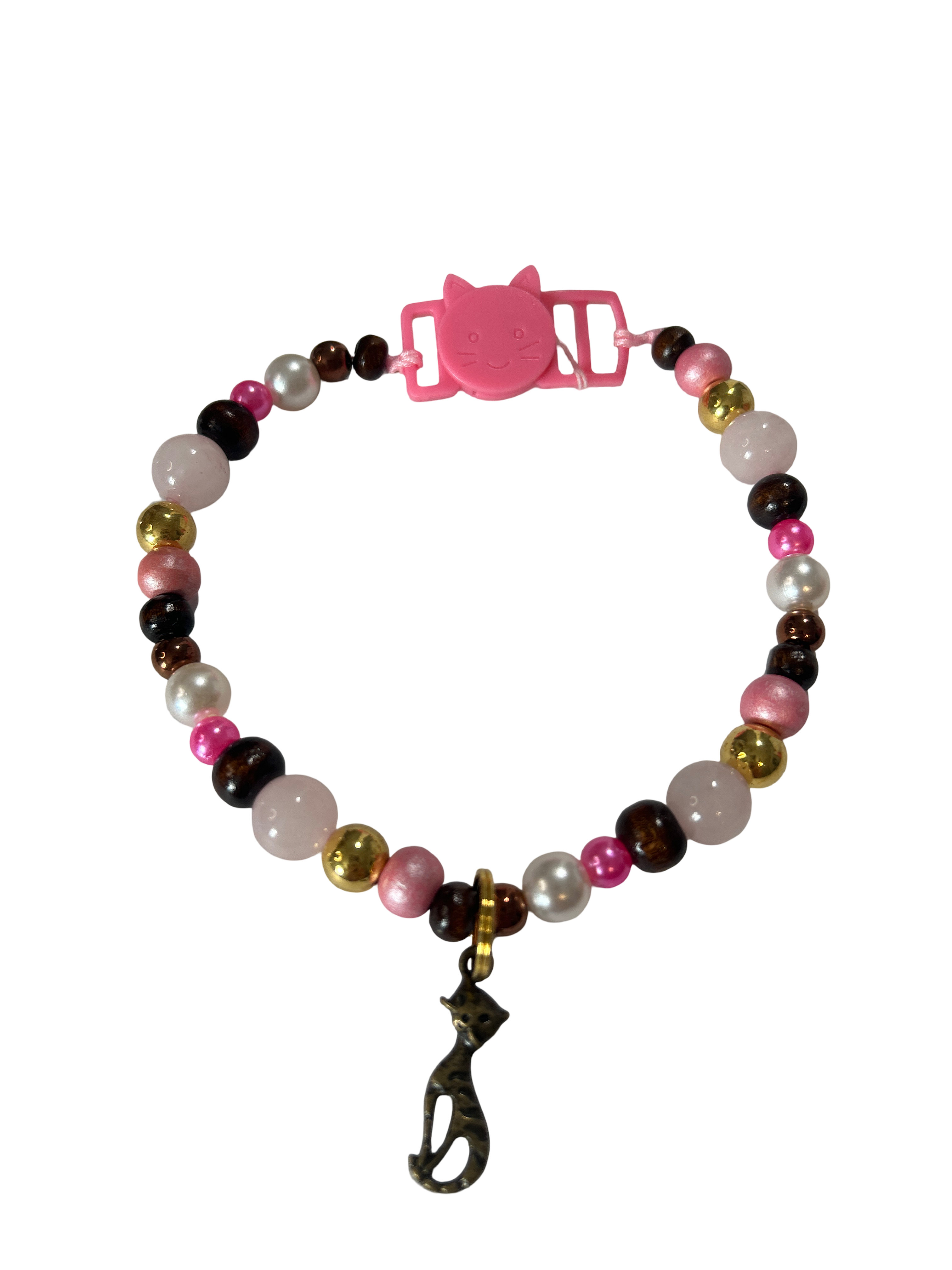 Collier chat fil nylon 10 pouces Quartz rose
