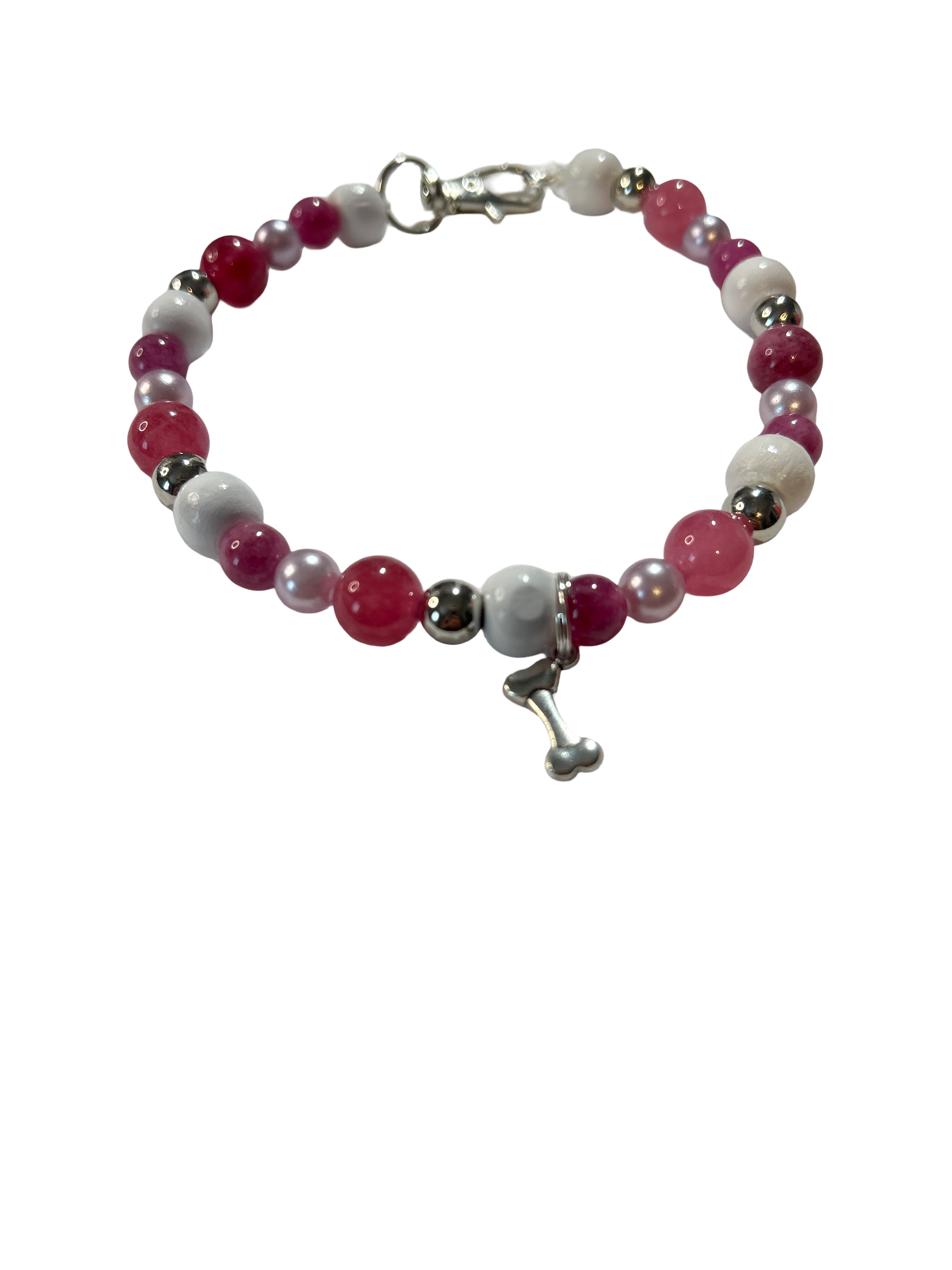 Collier chien fil élastique 12 pouces Quartz fraise