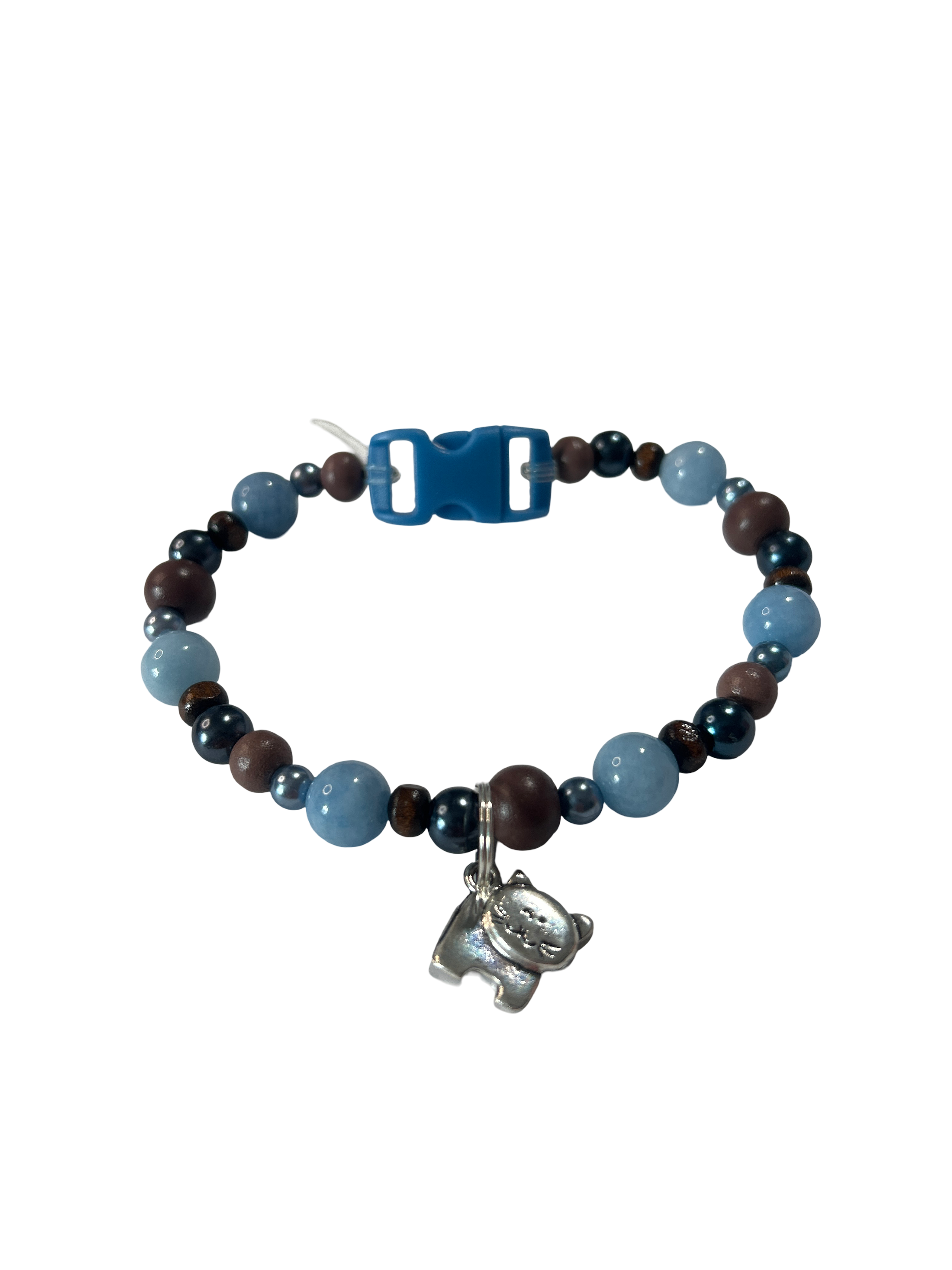 Collier chat fil élastique 10 pouces aigue marine