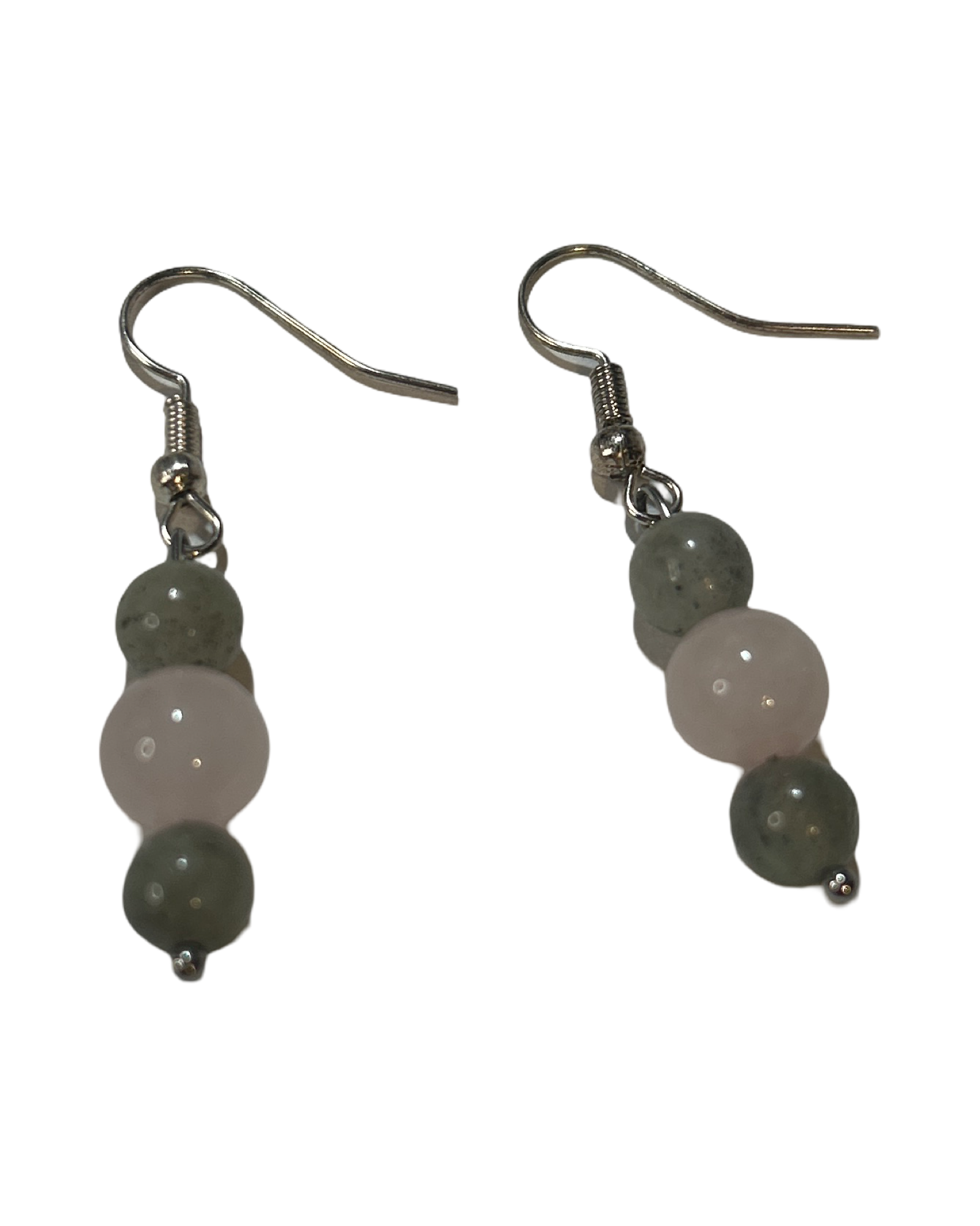 Boucle d’oreille jaspe sésame et quartz rose