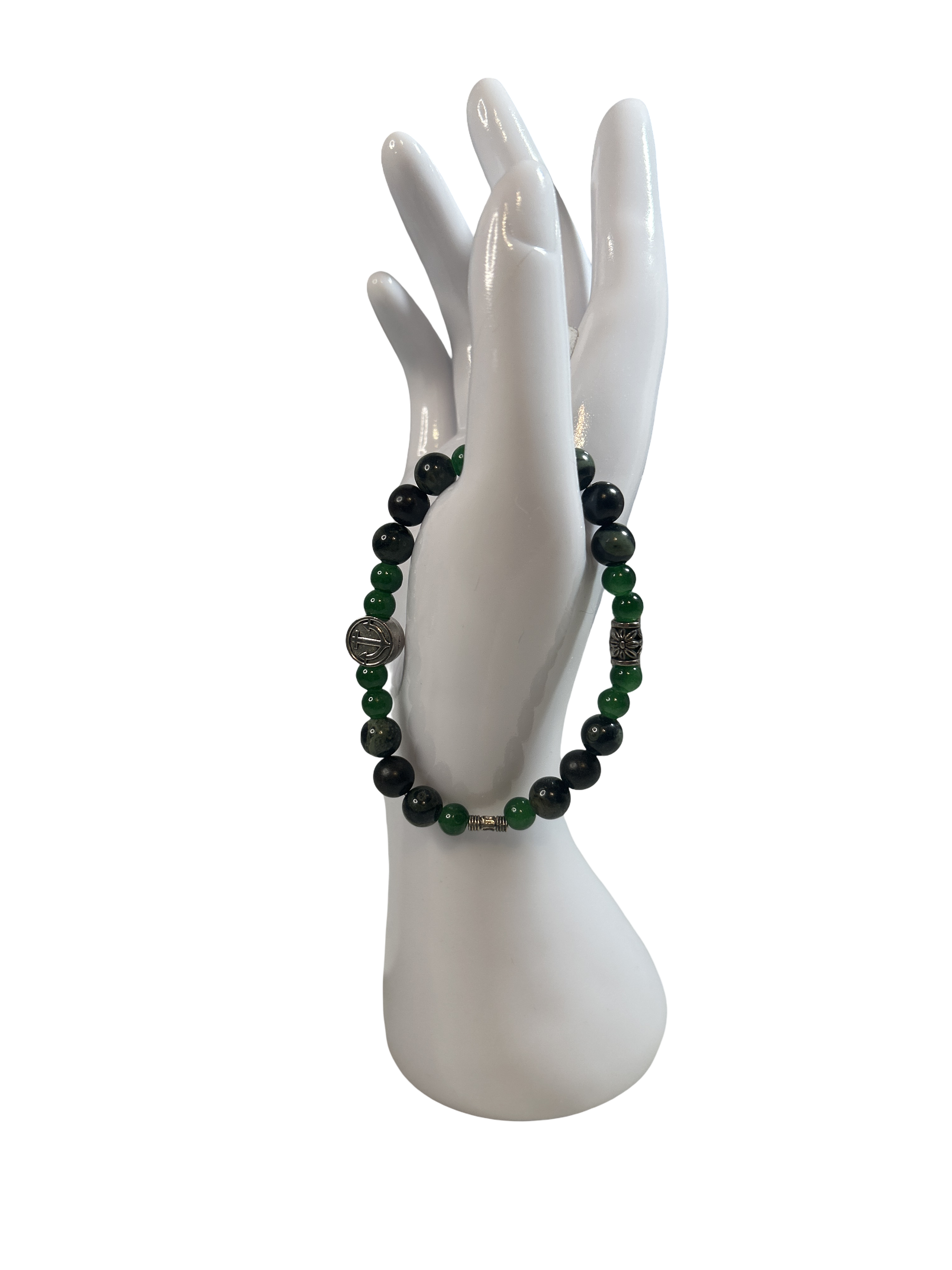 Bracelet homme agate verte et serpentine