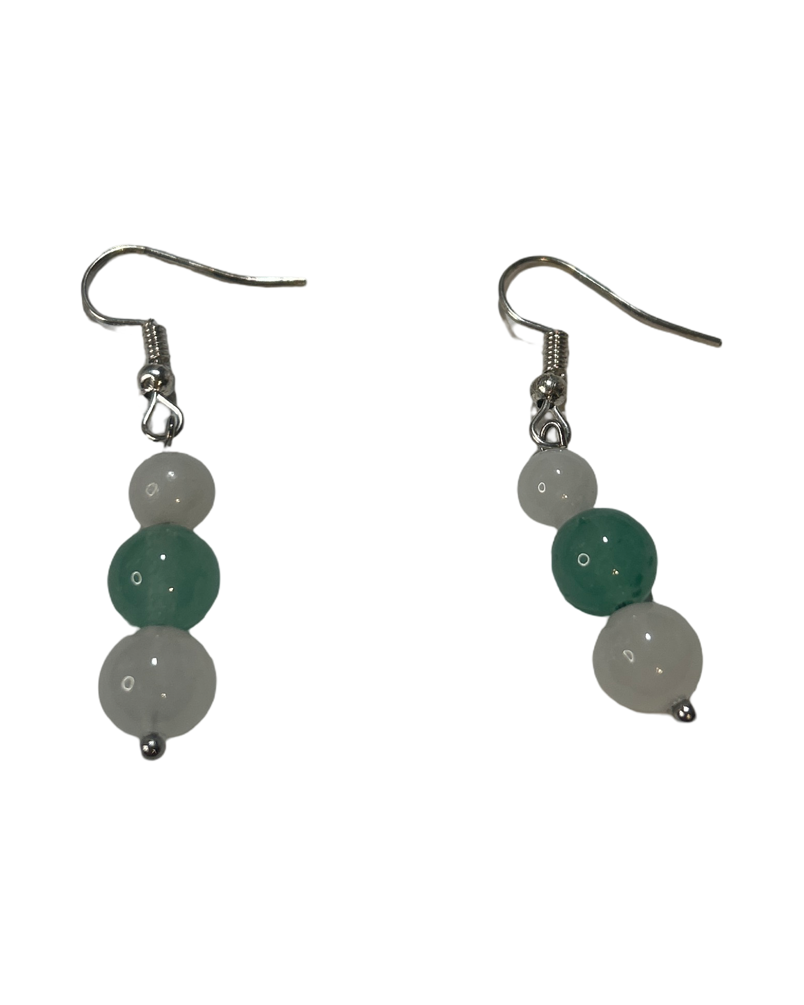 Boucle d’oreille jade blanche et aventurine verte