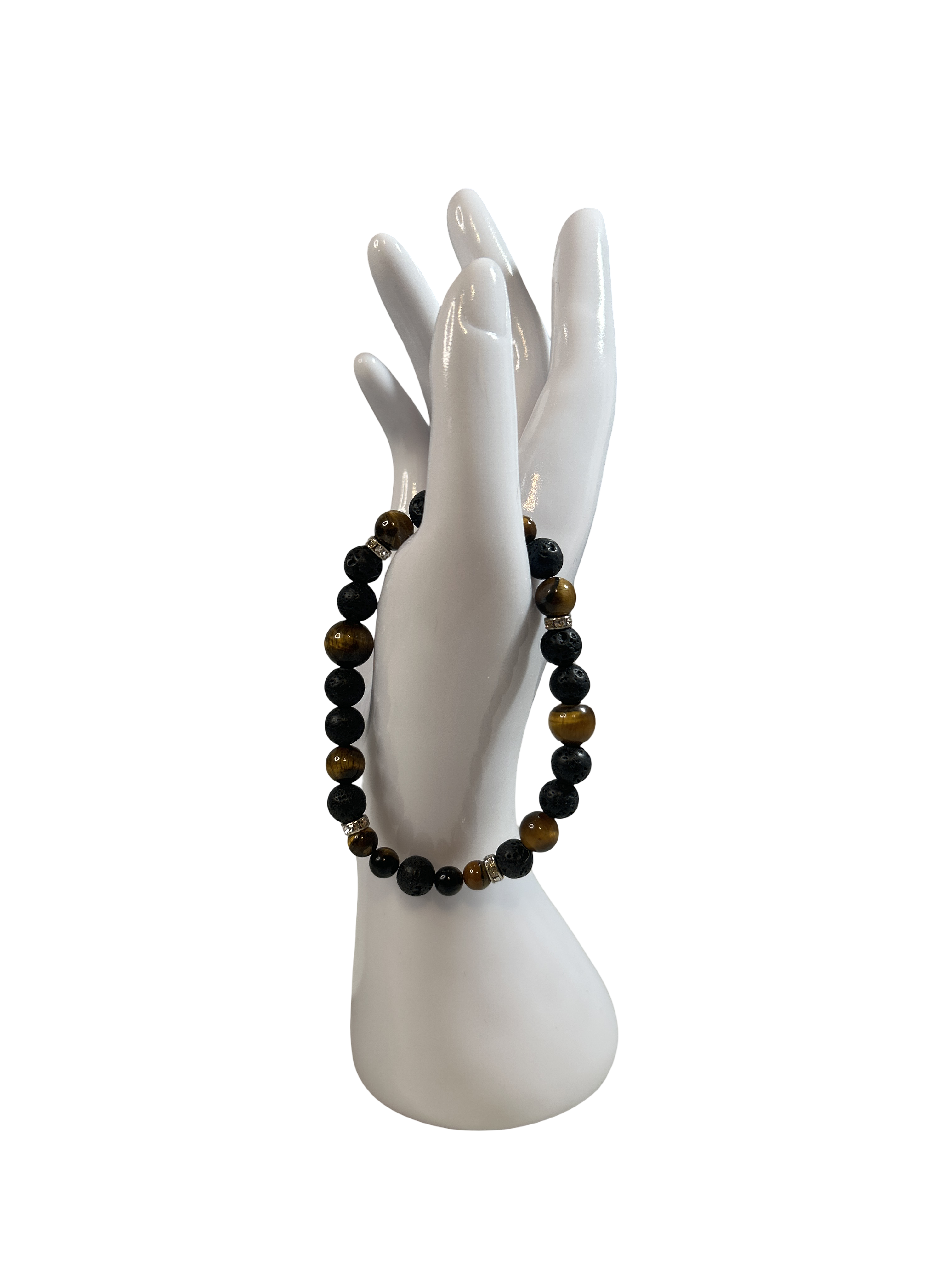 Bracelet homme œil de tigre et pierre de lave