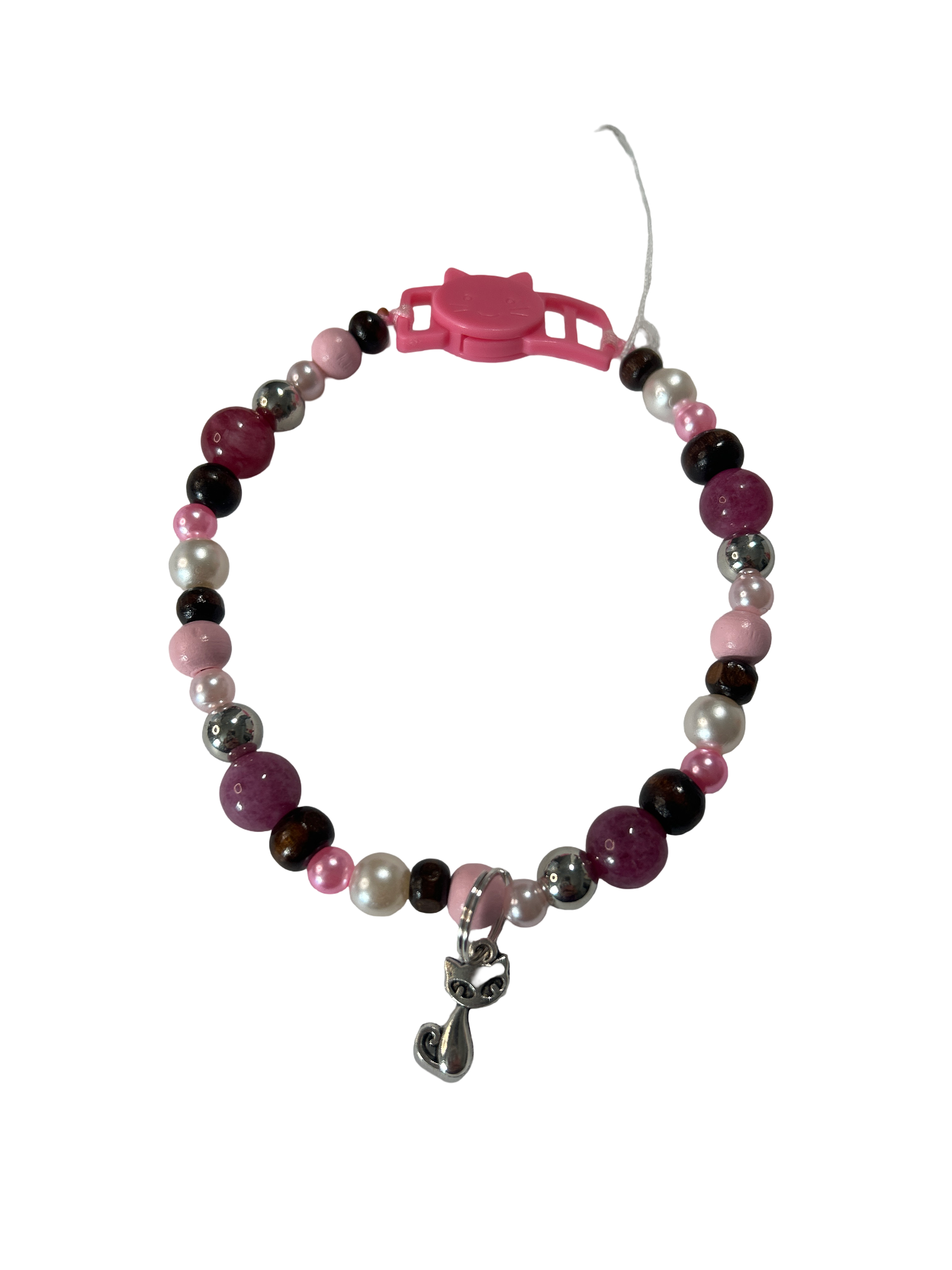 Collier chat fil nylon 10 pouces Quartz fraise