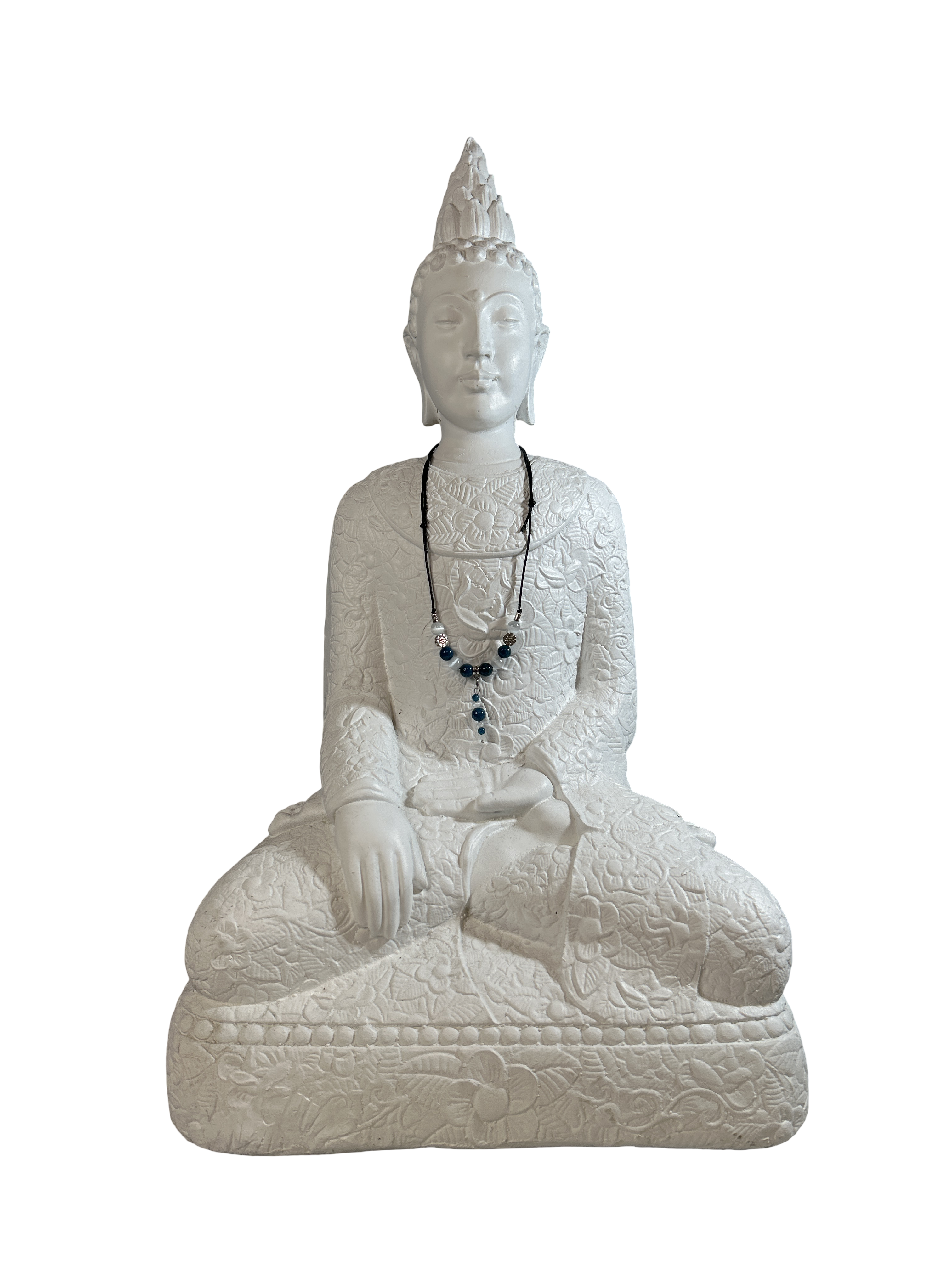 Collier ajustable pierre de lune et œil de tigre bleu