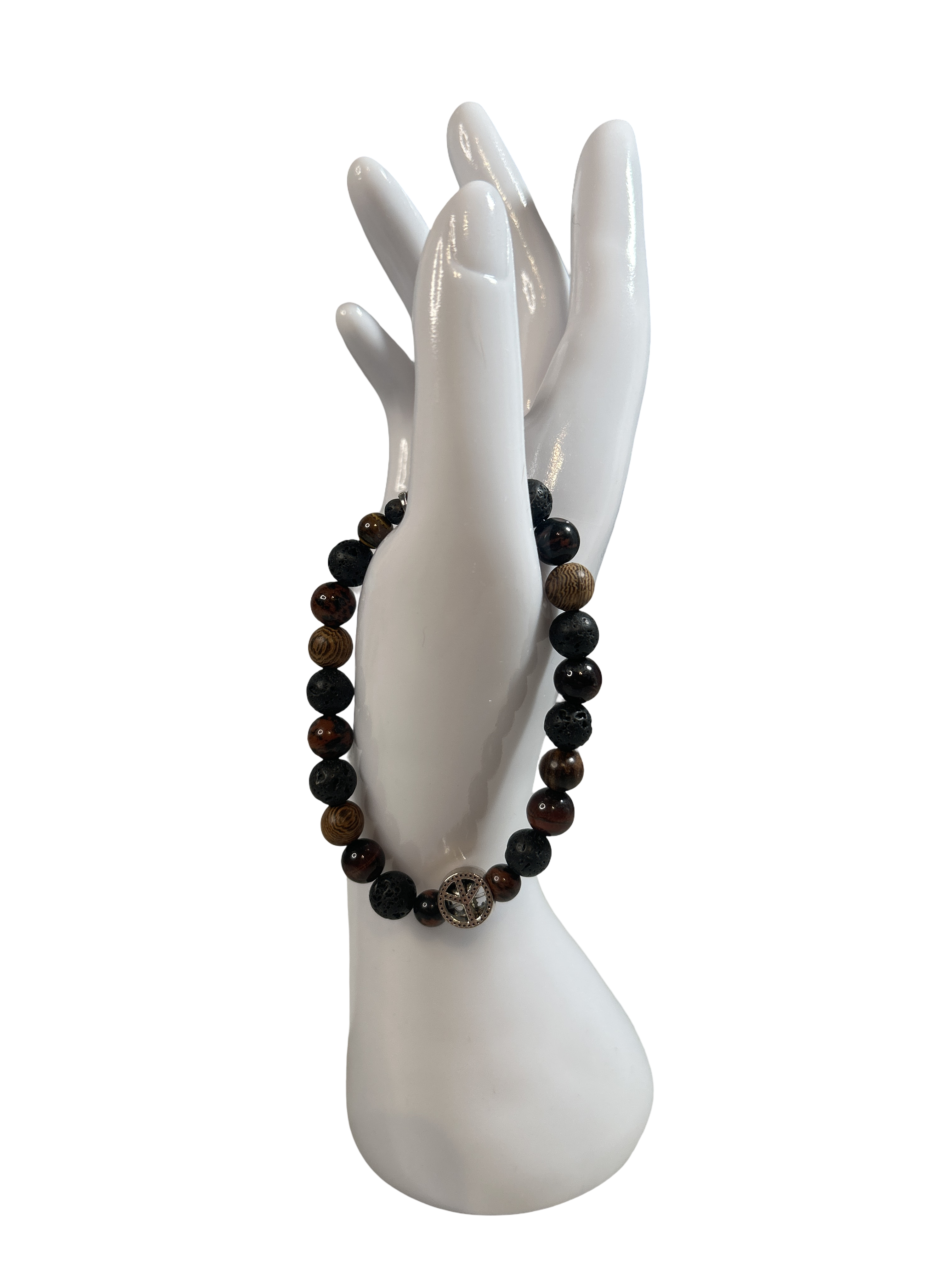 Bracelet homme oeil de taureau et pierre de lave